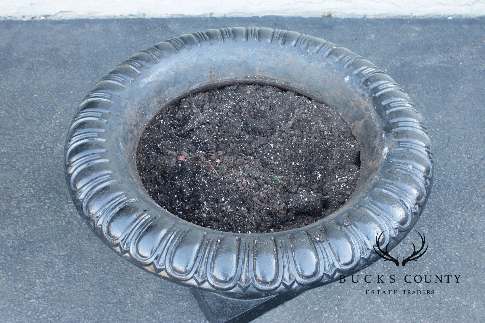 Large Cast Iron  Pair Of Garden Urn Planters