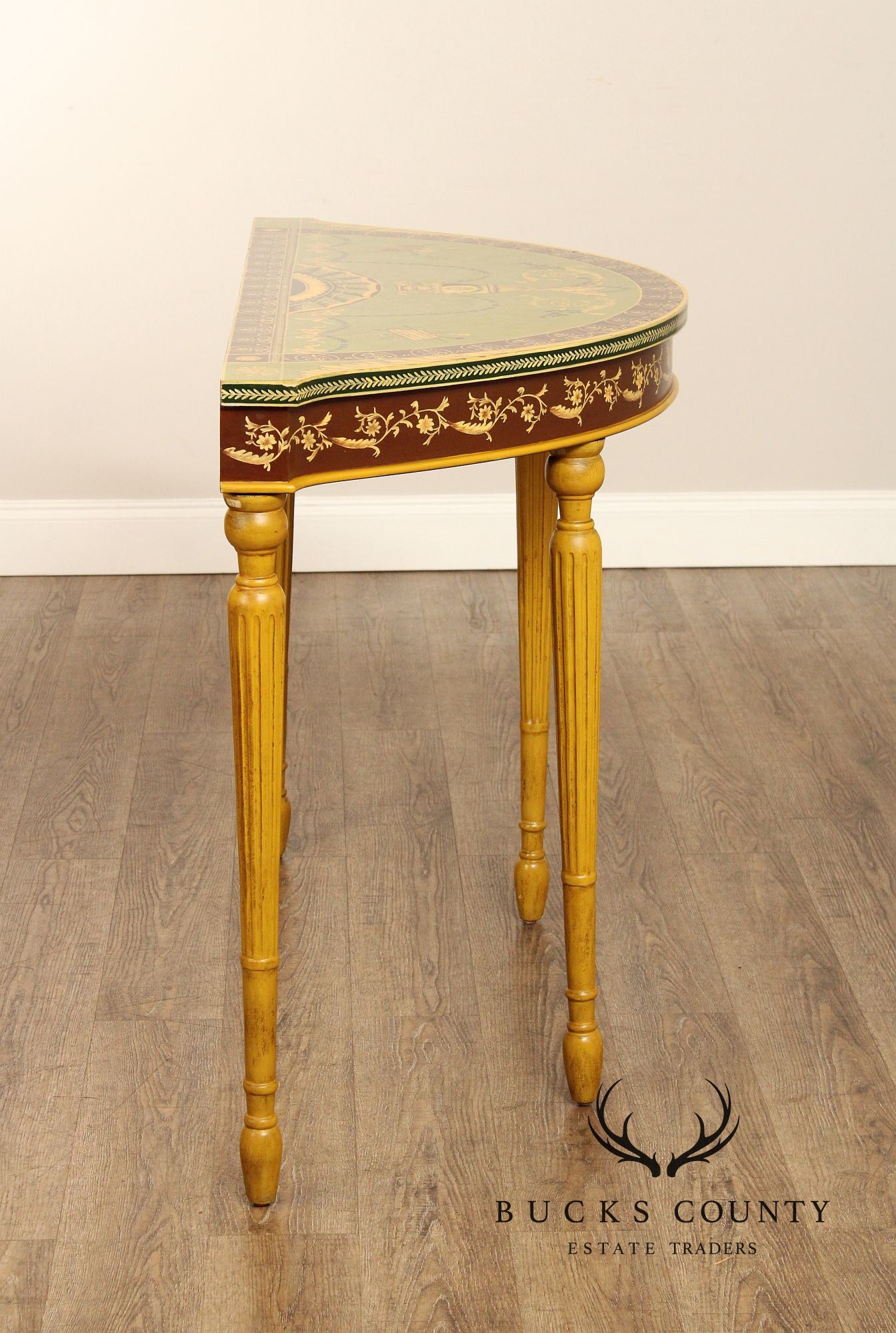 Sarreid Italian Neoclassical Style Painted Demilune Console