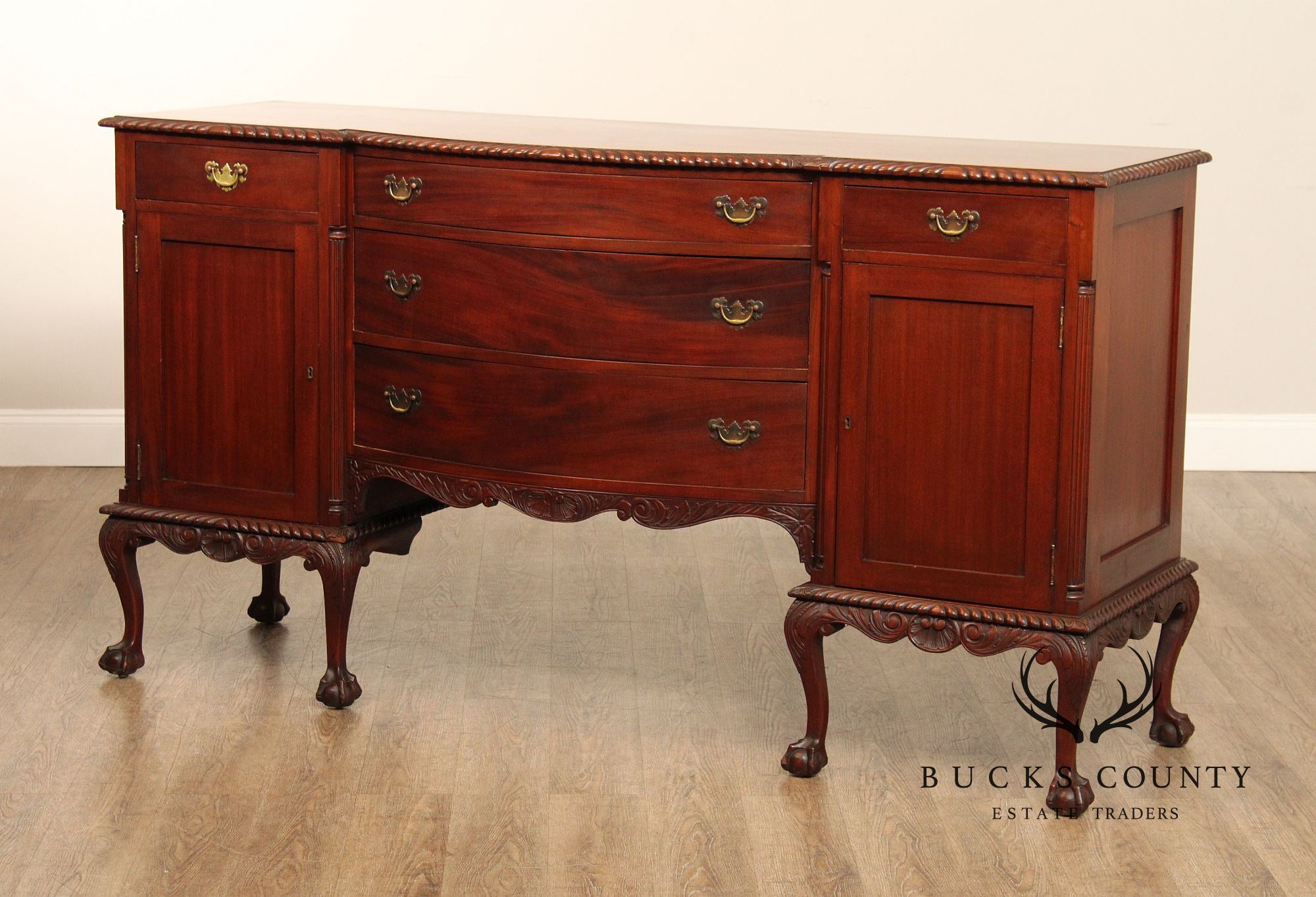 Chippendale Style Vintage Carved Mahogany Sideboard