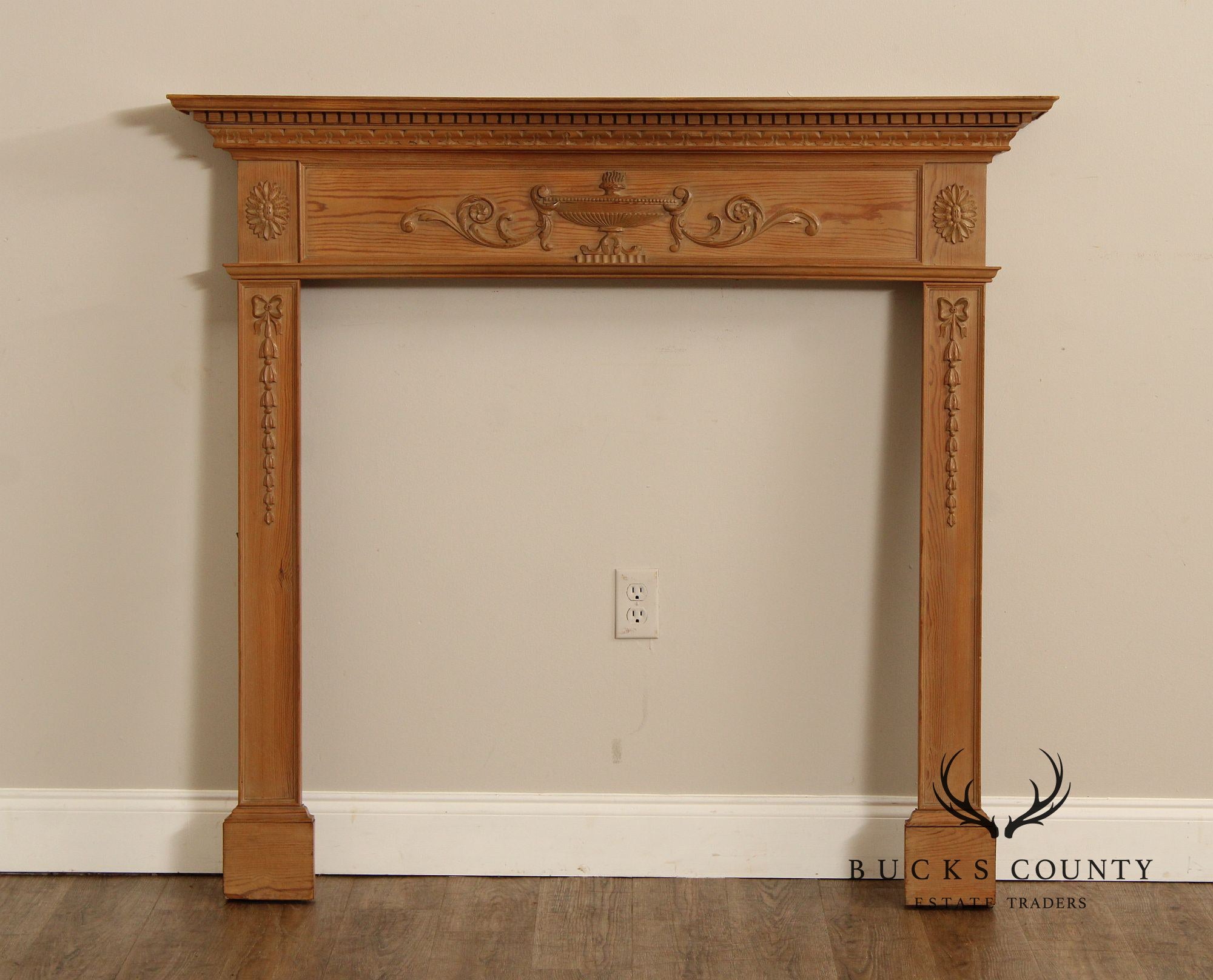 Adam Style Antique Carved Pine Mantel