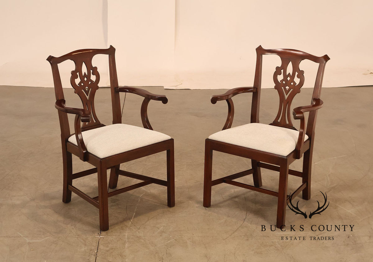 Henkel Harris Chippendale Style Pair of Mahogany Armchairs