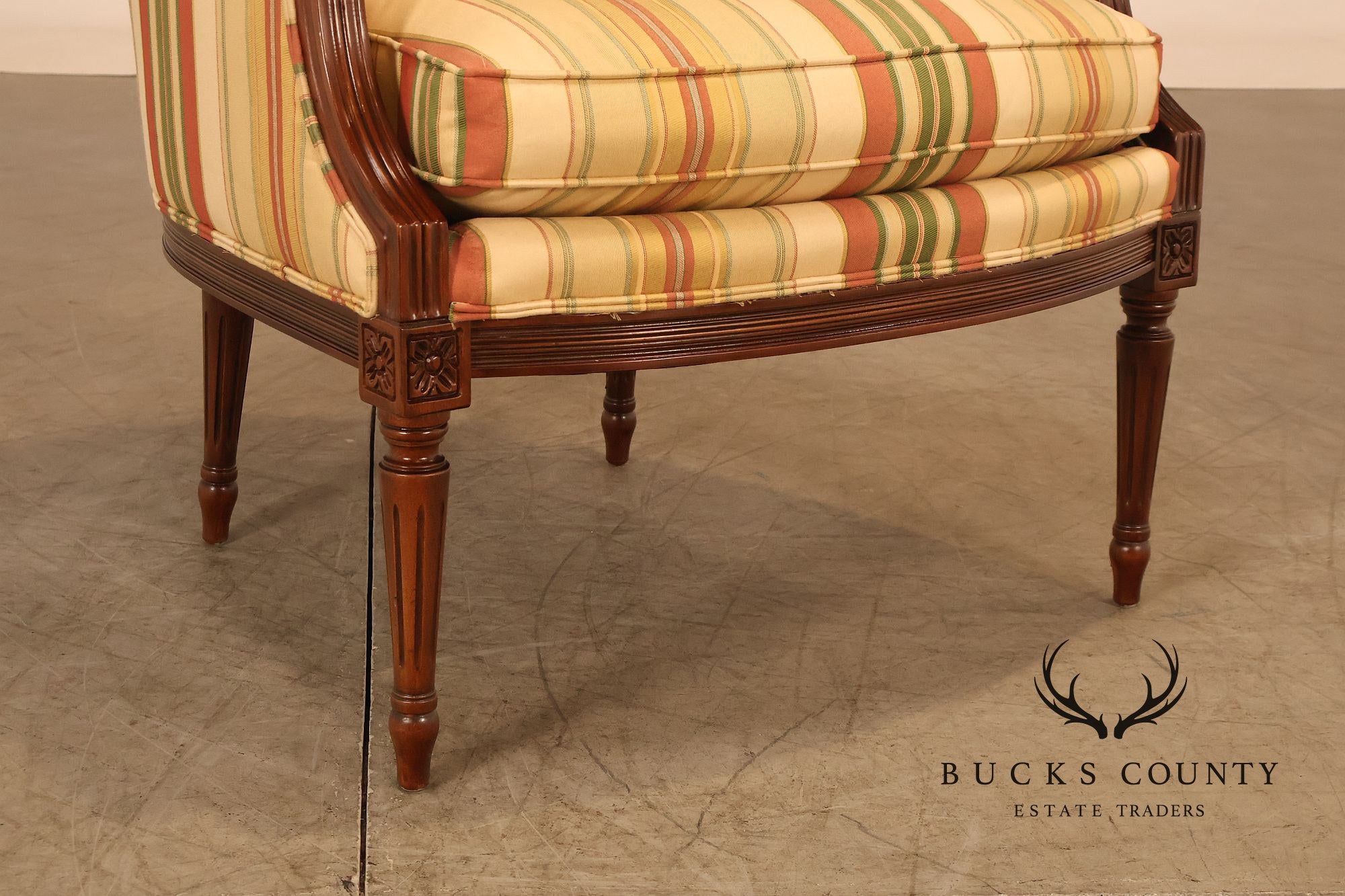 Sherrill Furniture French Louis XVI Style Pair of Bergere Armchairs