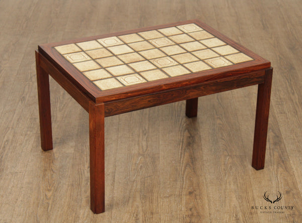 Danish Modern Tile Top Rosewood Side Table