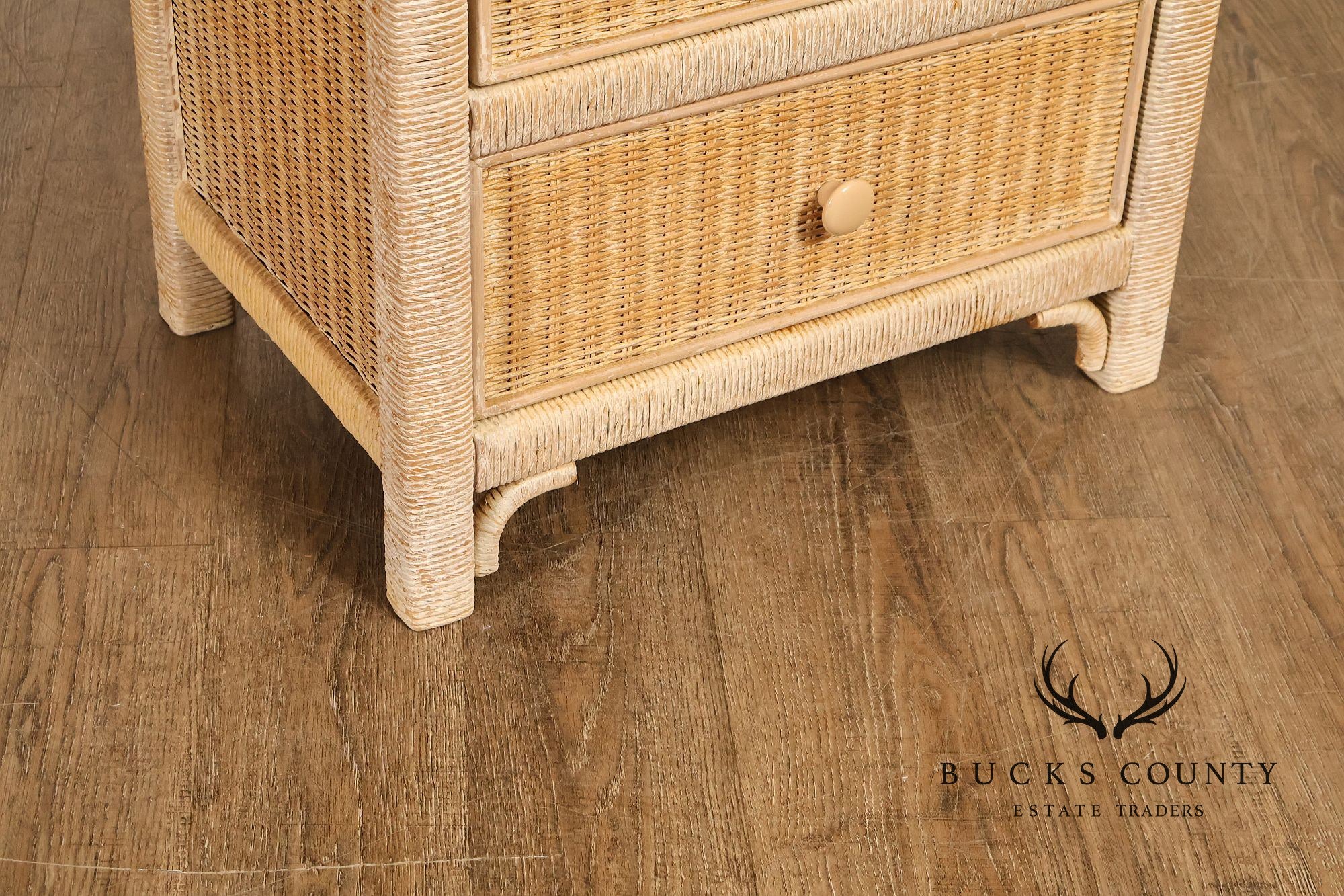Lexington Henry Link Vintage Pair of Wicker two Drawer Nightstands