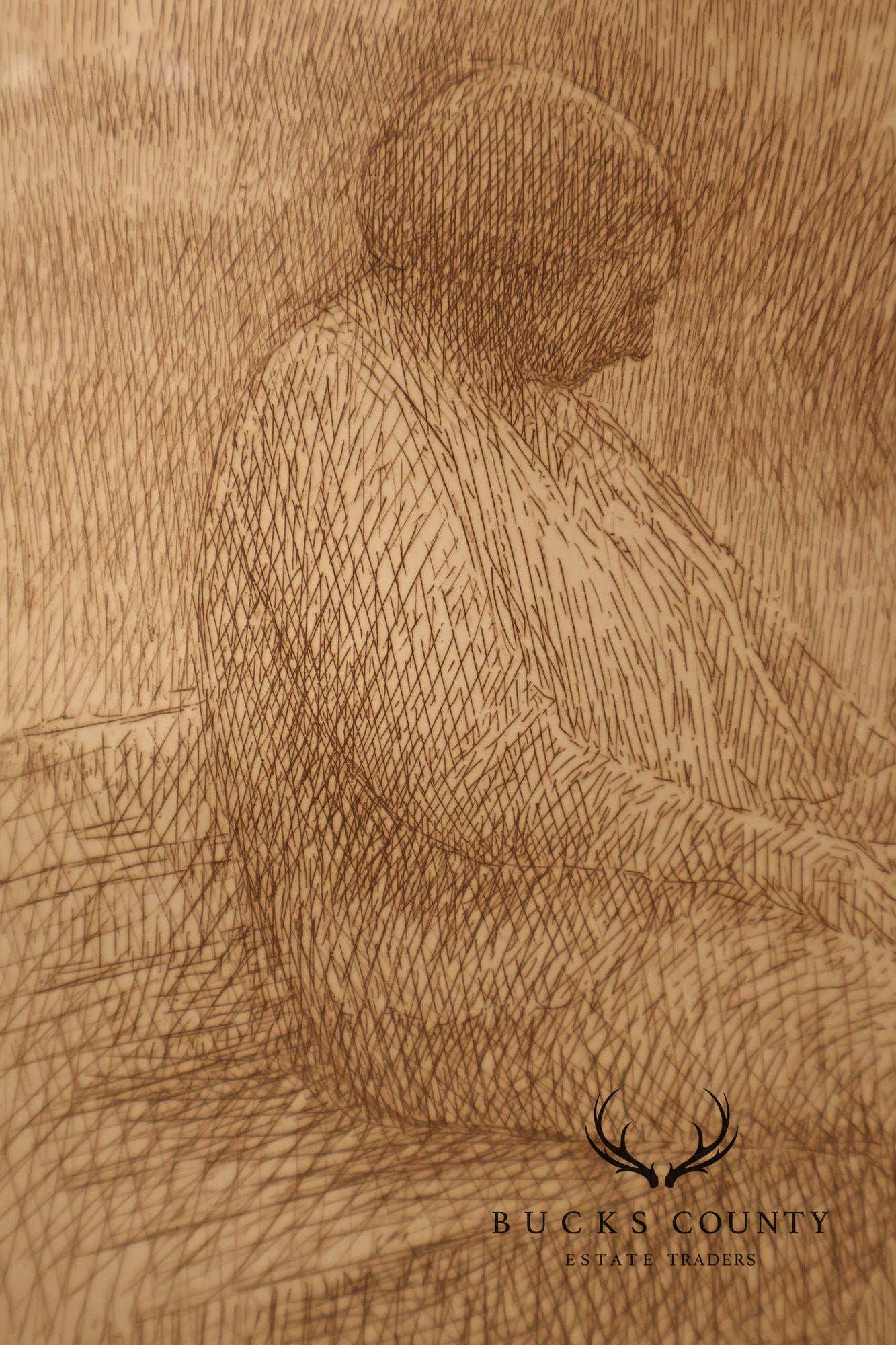 Harold Altman Framed Etching, 'Bench'