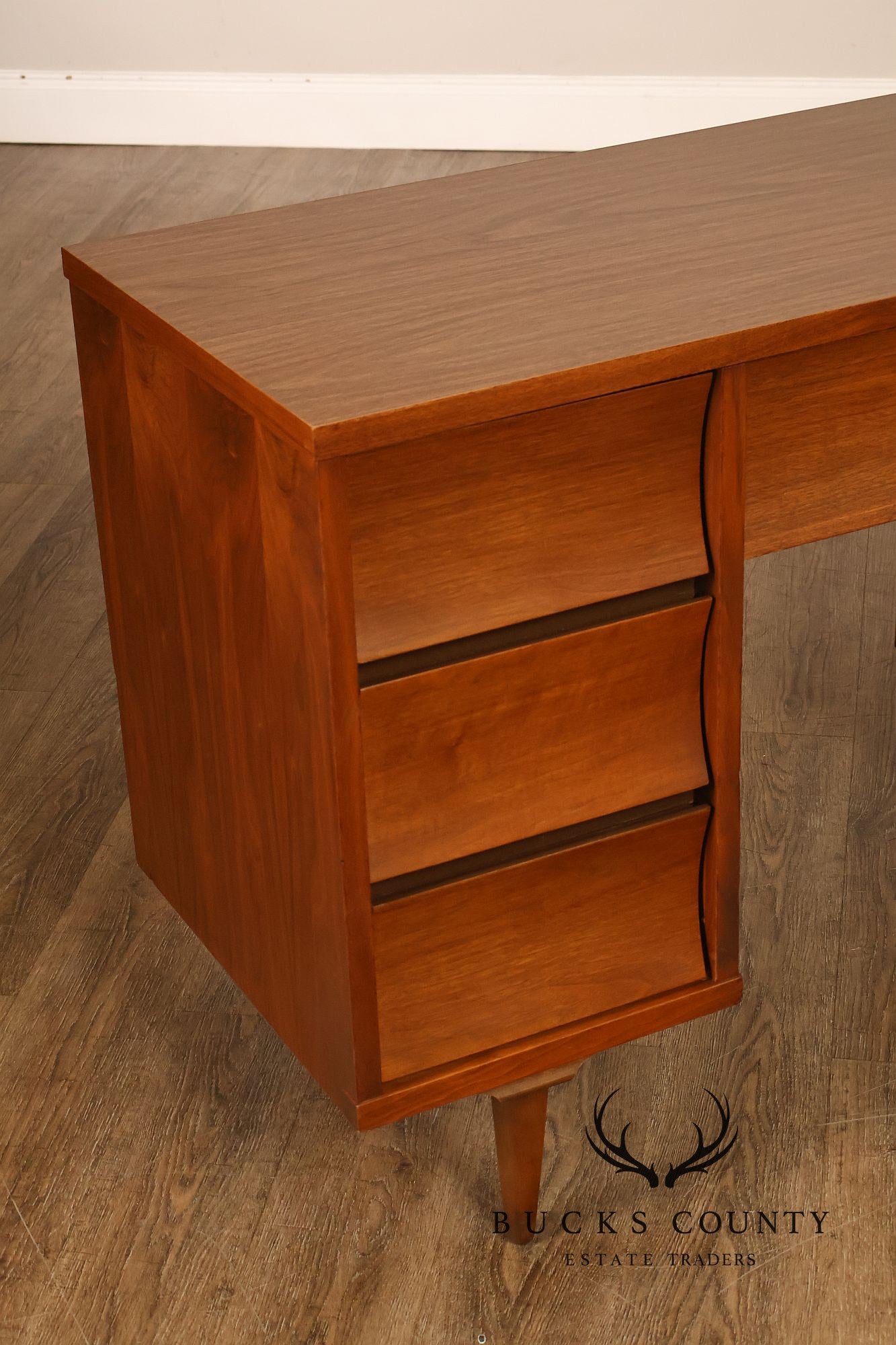 Mid Century Modern Sculpted Front Writing Desk