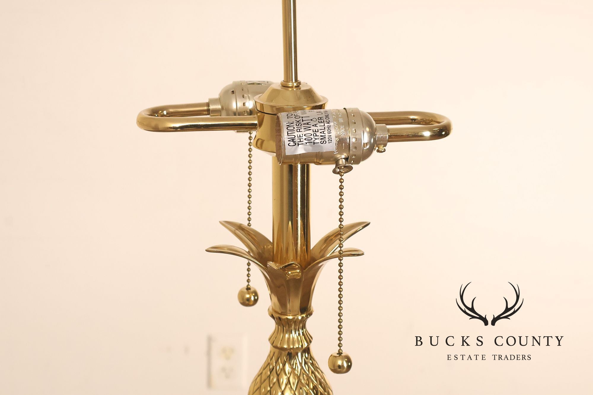 Traditional Brass Double Light Pineapple Accent Floor Lamp With Shade