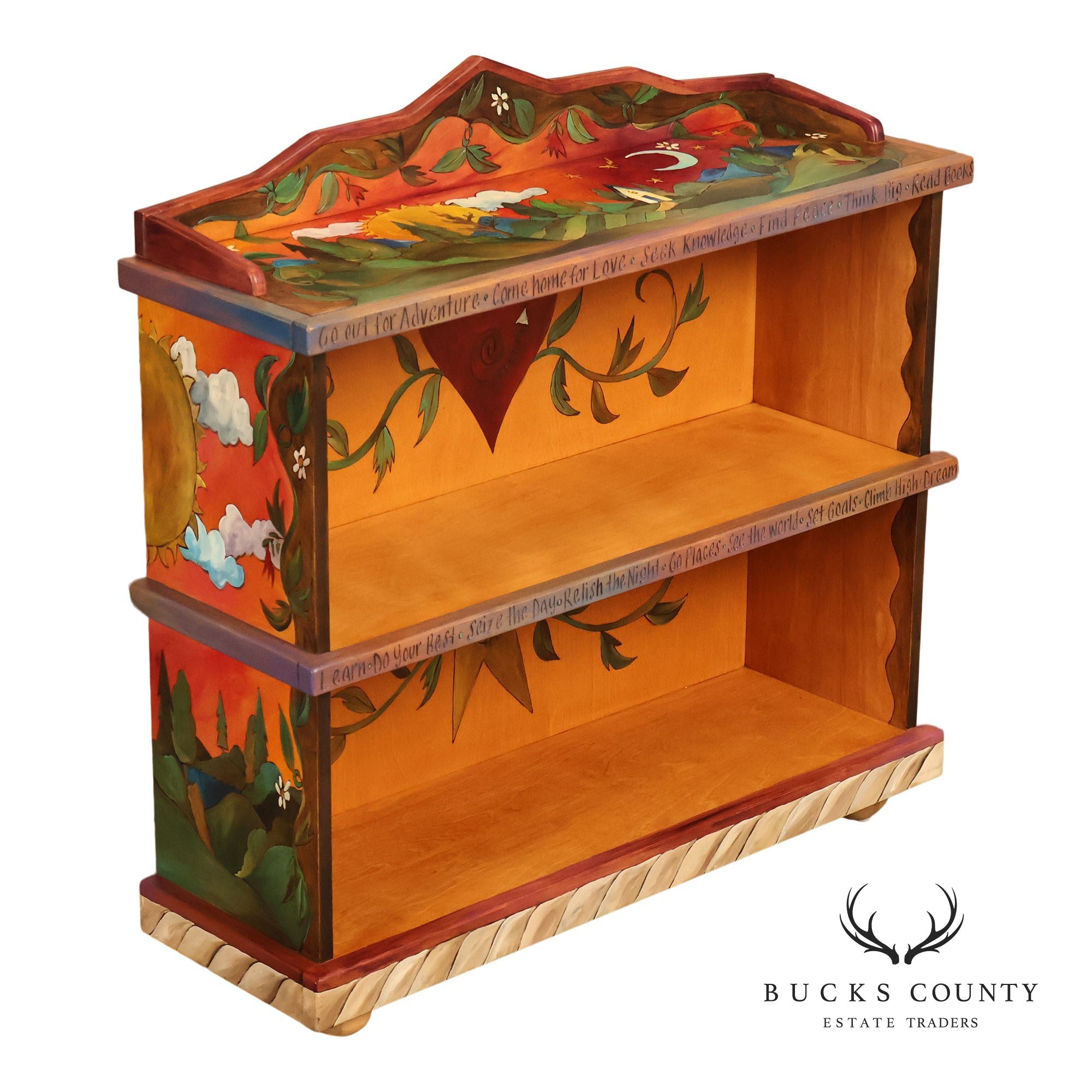 Sticks Artisan Hand Painted Open Bookcase