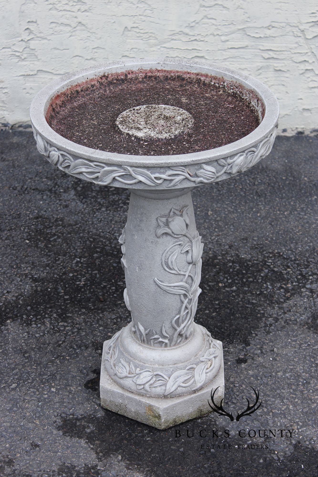 Cast Stone Floral Bird Bath
