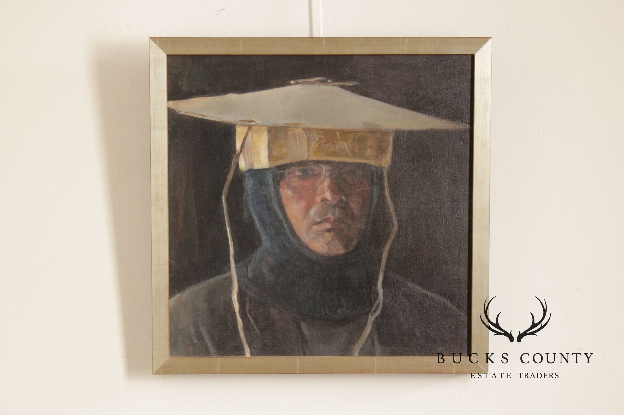 Qimin Liu Contemporary Oil Painting Portrait, 'Man with Odd Hat'