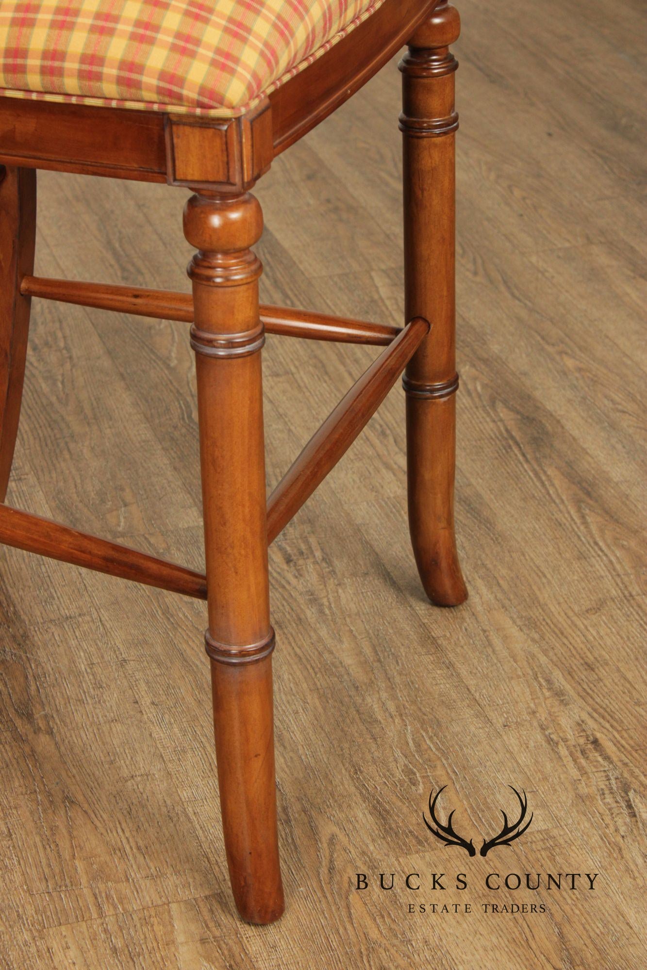 French Country Style Set of Six Cane Back Bar Stools