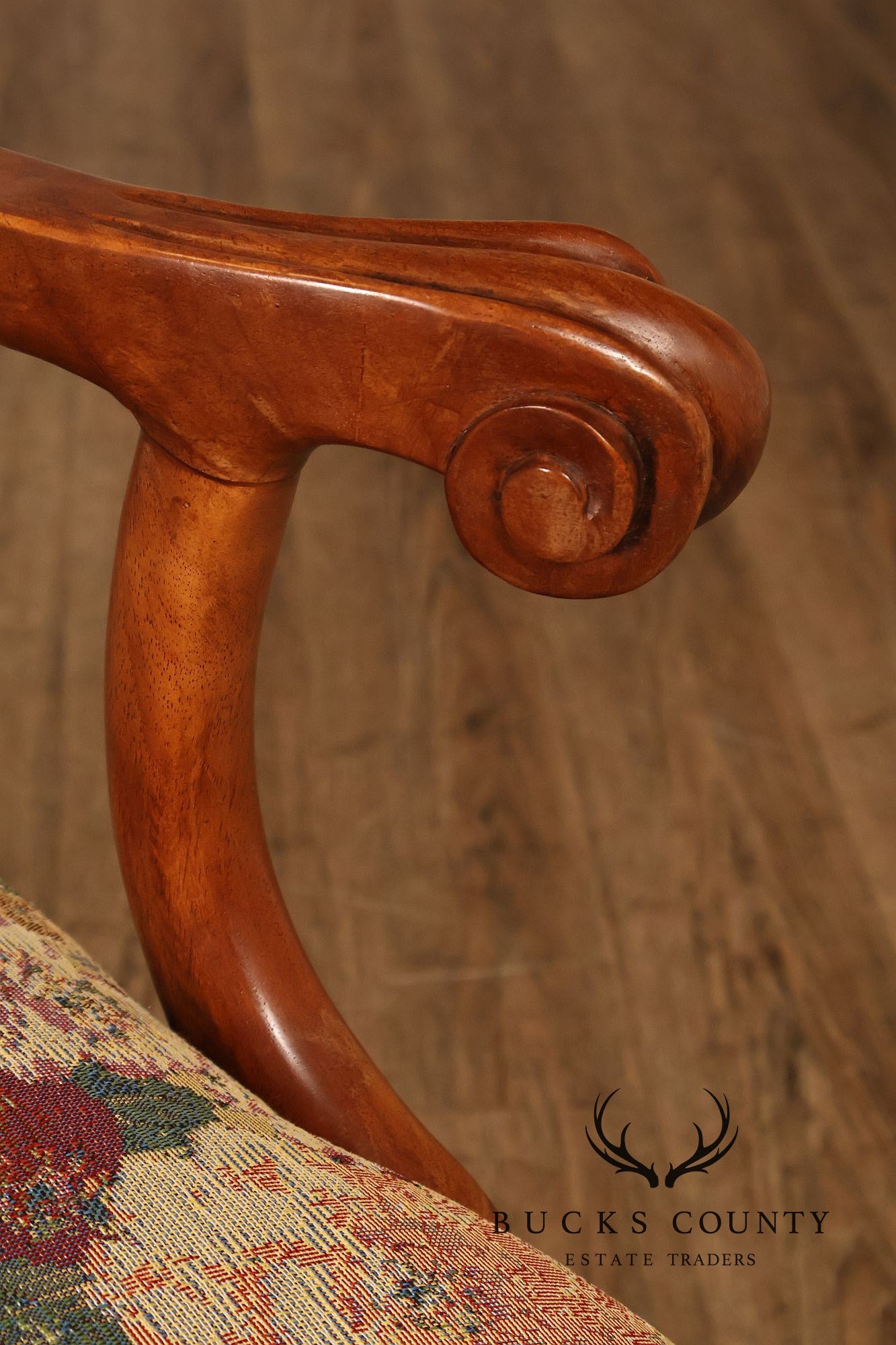 Chippendale Style Pair of Carved Frame Library Armchairs
