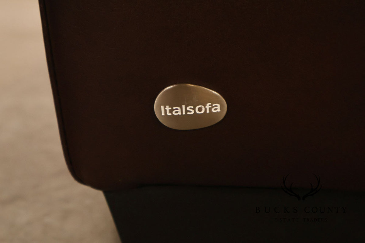 Italsofa Contemporary Brown Leather Three Seat Sofa