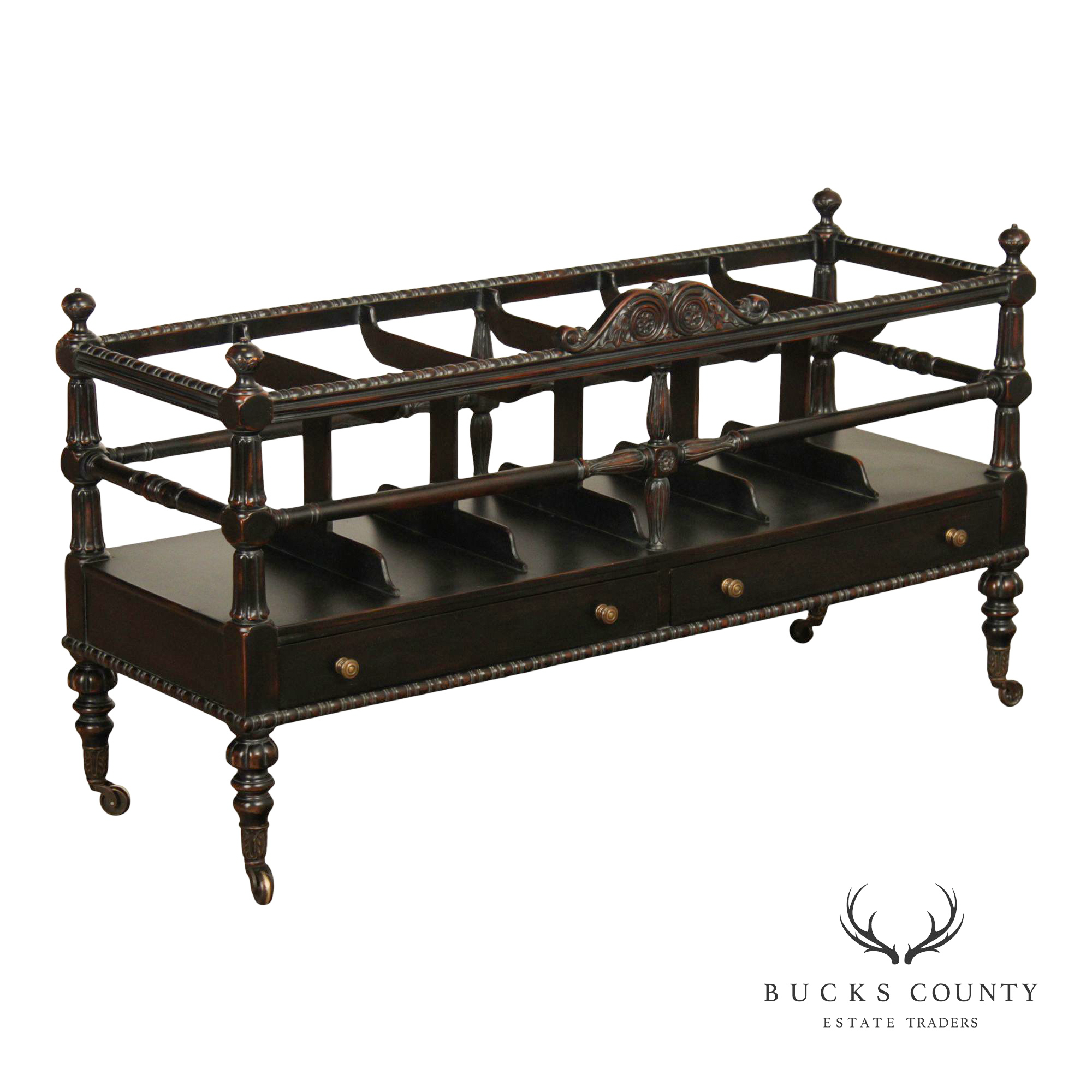 Sarried Tudor Style Ebonized Double Canterbury Magazine Rack