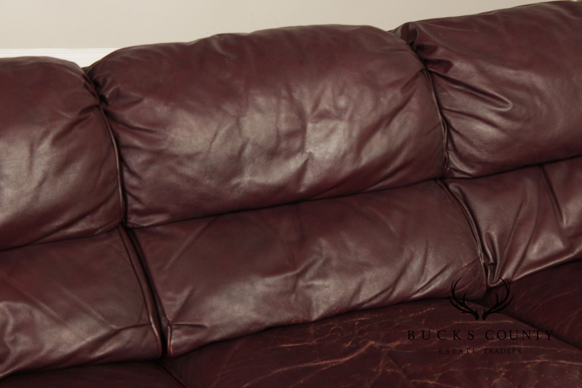 Hancock & Moore Burgundy Leather Nailhead Trim Sofa