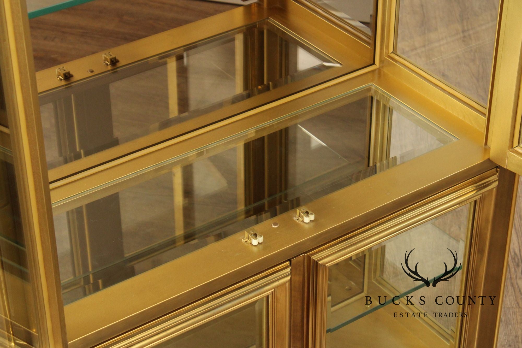 Mastercraft Hollywood Regency Pair of Brass Display Cabinets