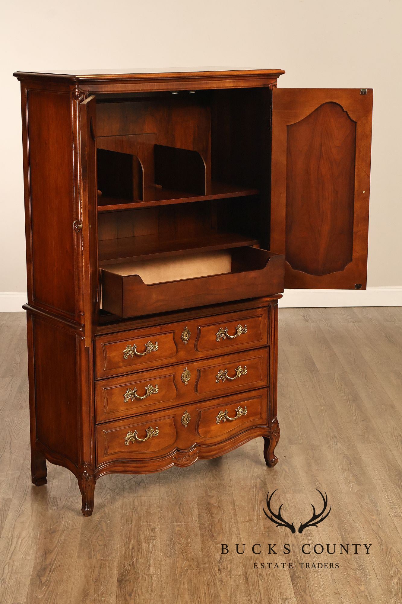 Henredon French Country Style Walnut Armoire