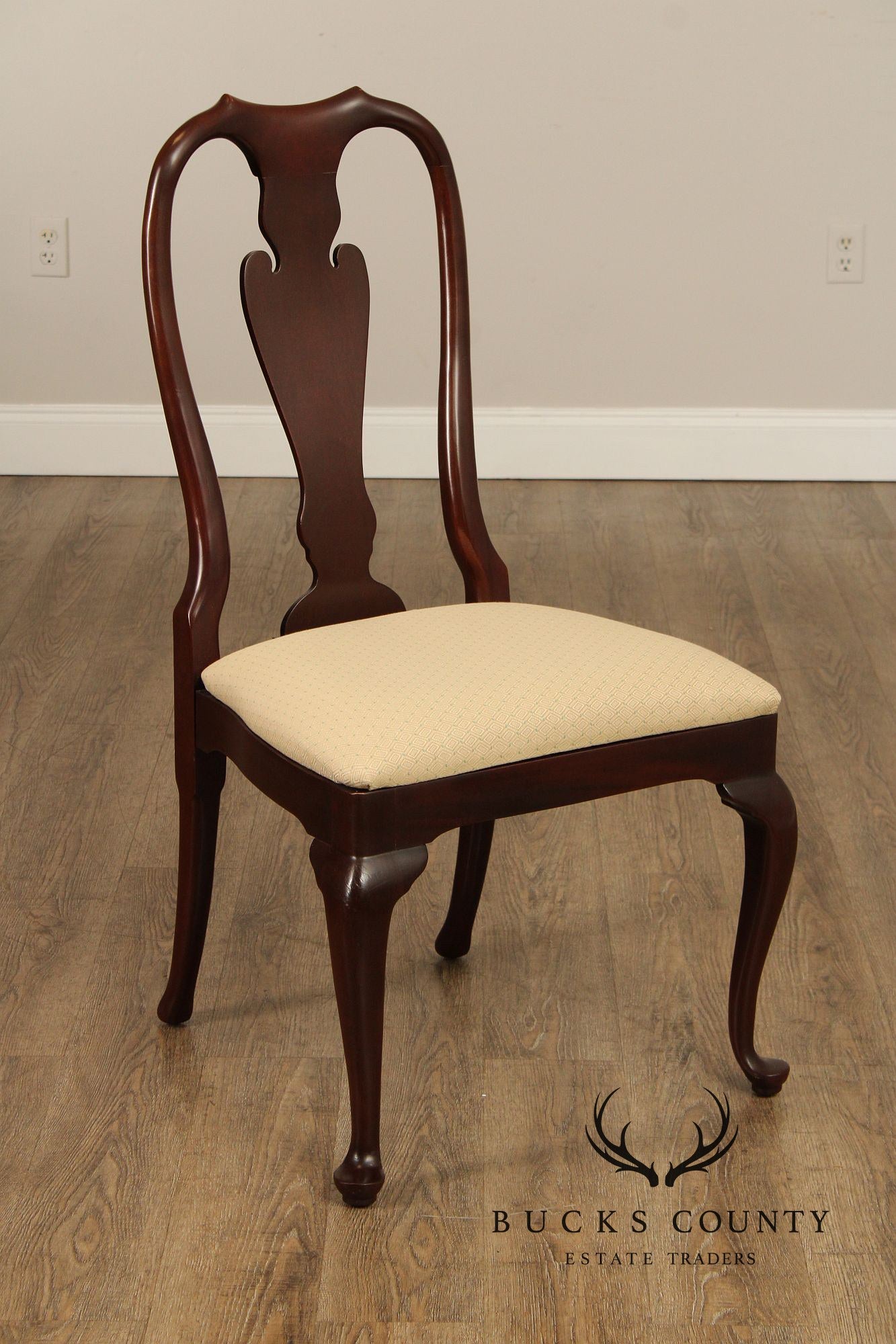 Councill Queen Anne Style Set of Ten Carved Mahogany Dining Chairs