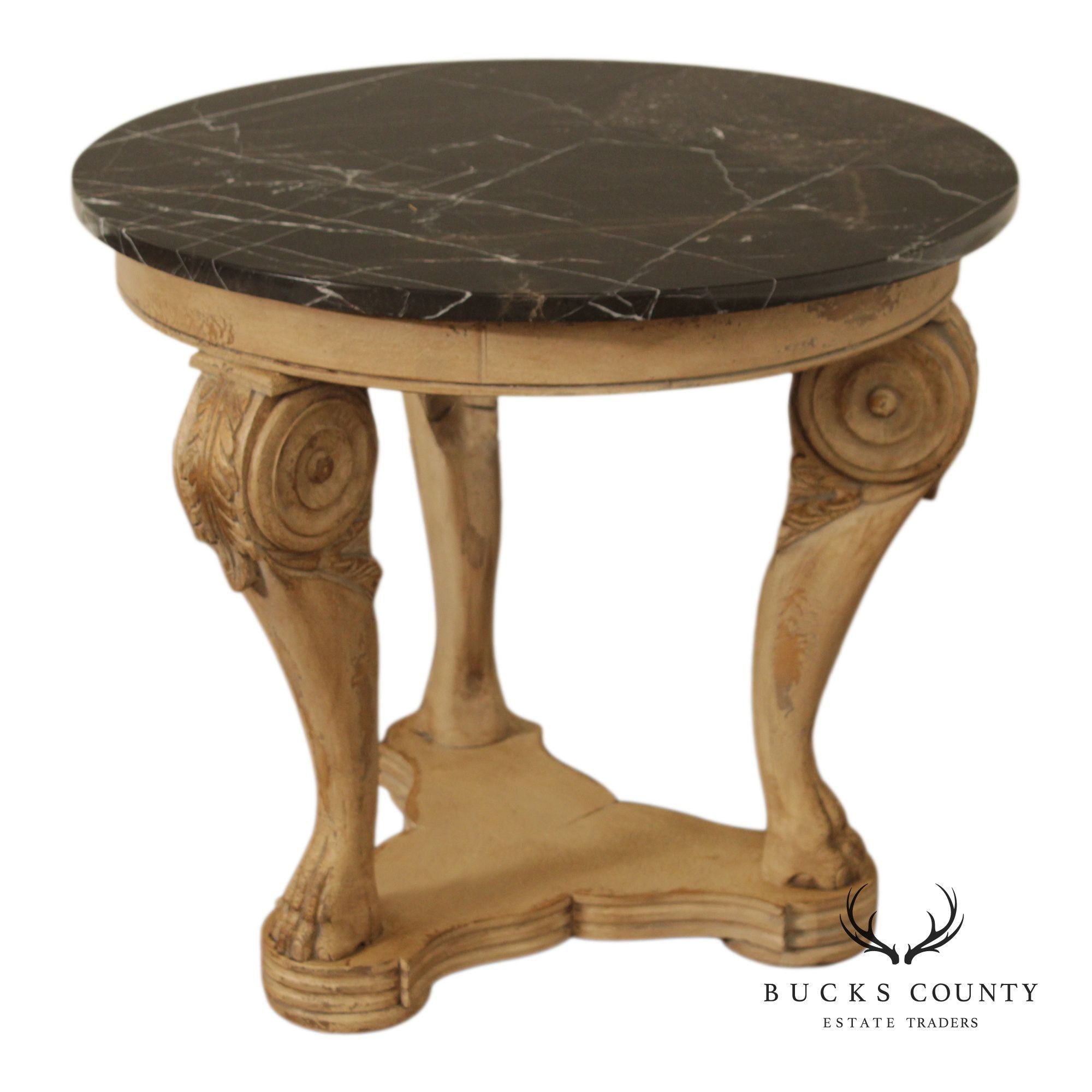Italian Neoclassical Style Round Marble Top Side Table