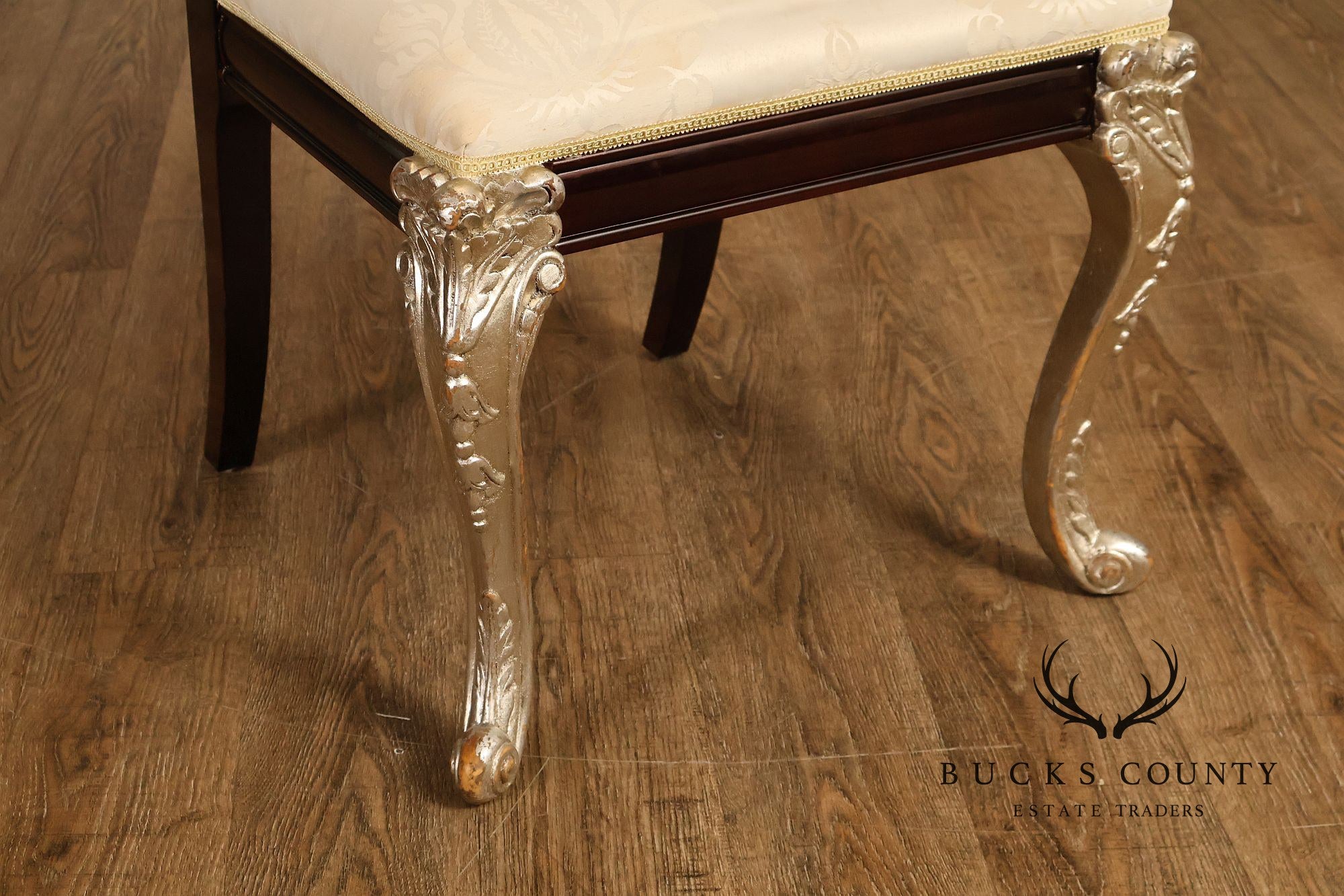 Rococo Style Set of Four Silver Gilt Dining Chairs