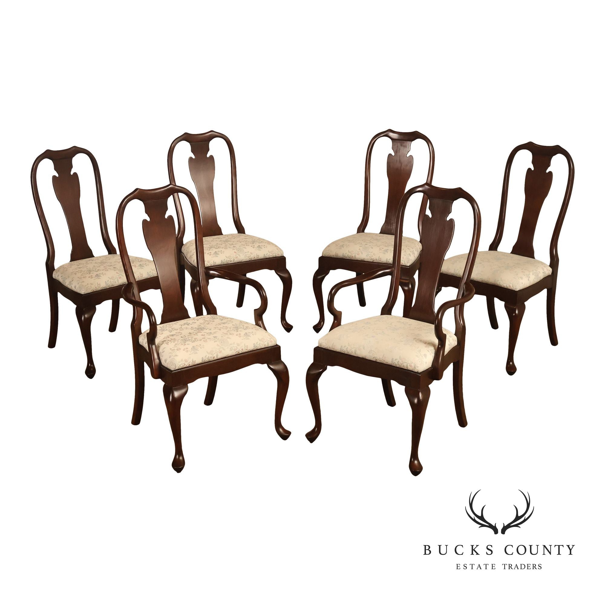 Harden Queen Anne Style Set of Six Cherry Dining Chairs