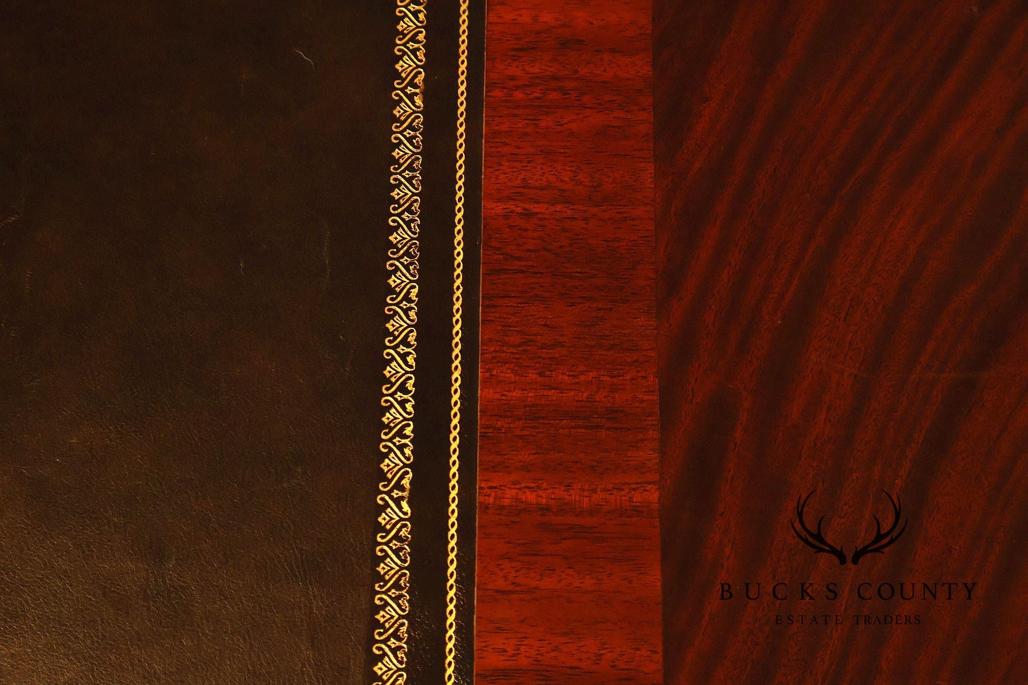 Henkel Harris Mahogany And Burlwood Leather Top Executive Desk