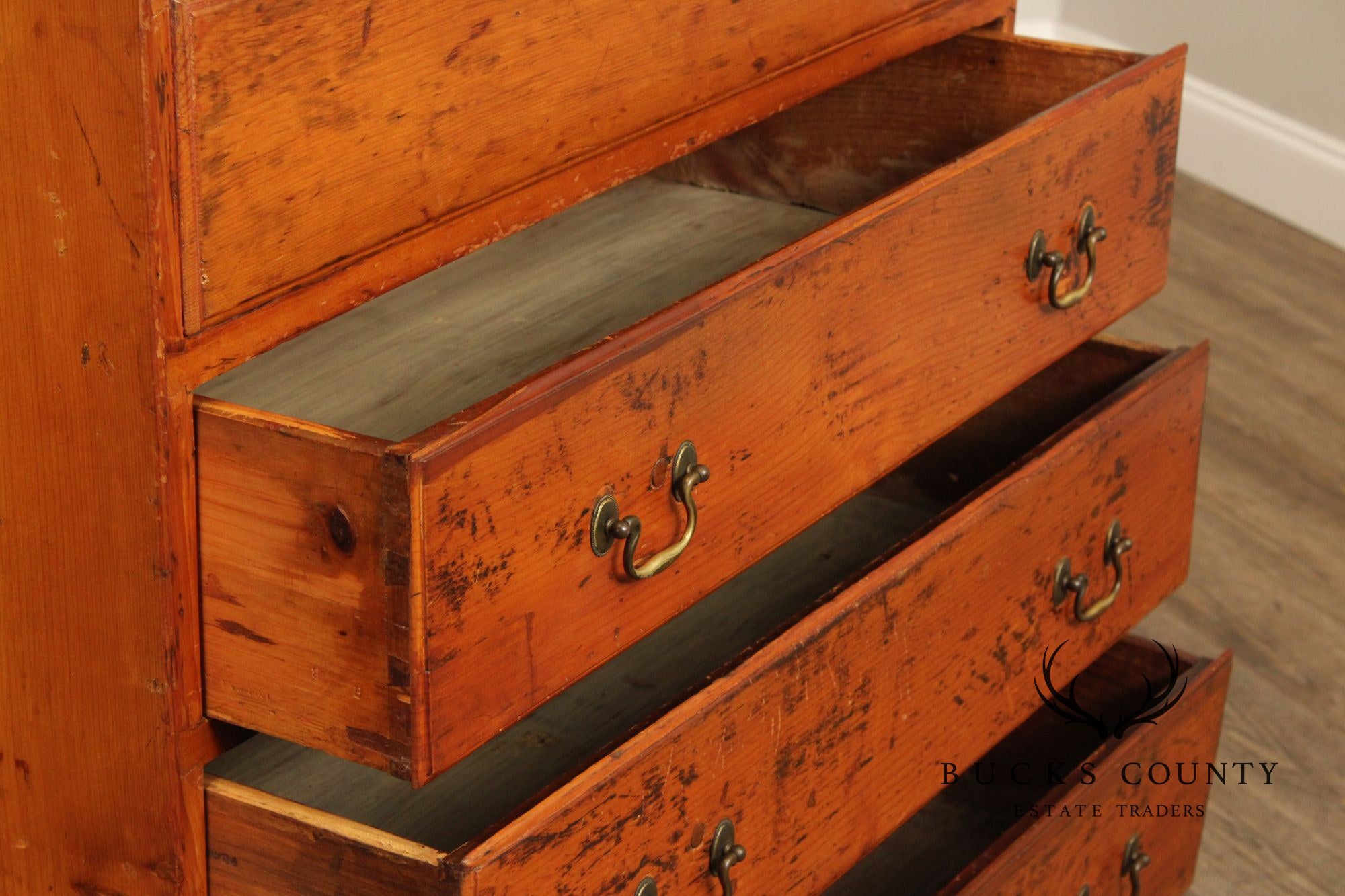 Antique Early American Pine Mule Chest