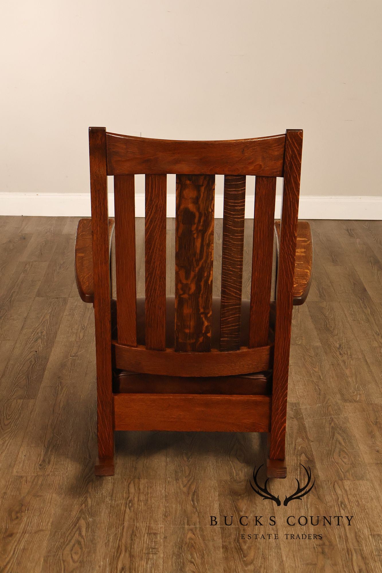 Antique Limbert Arts And Crafts Mission Oak High Back Rocking Chair