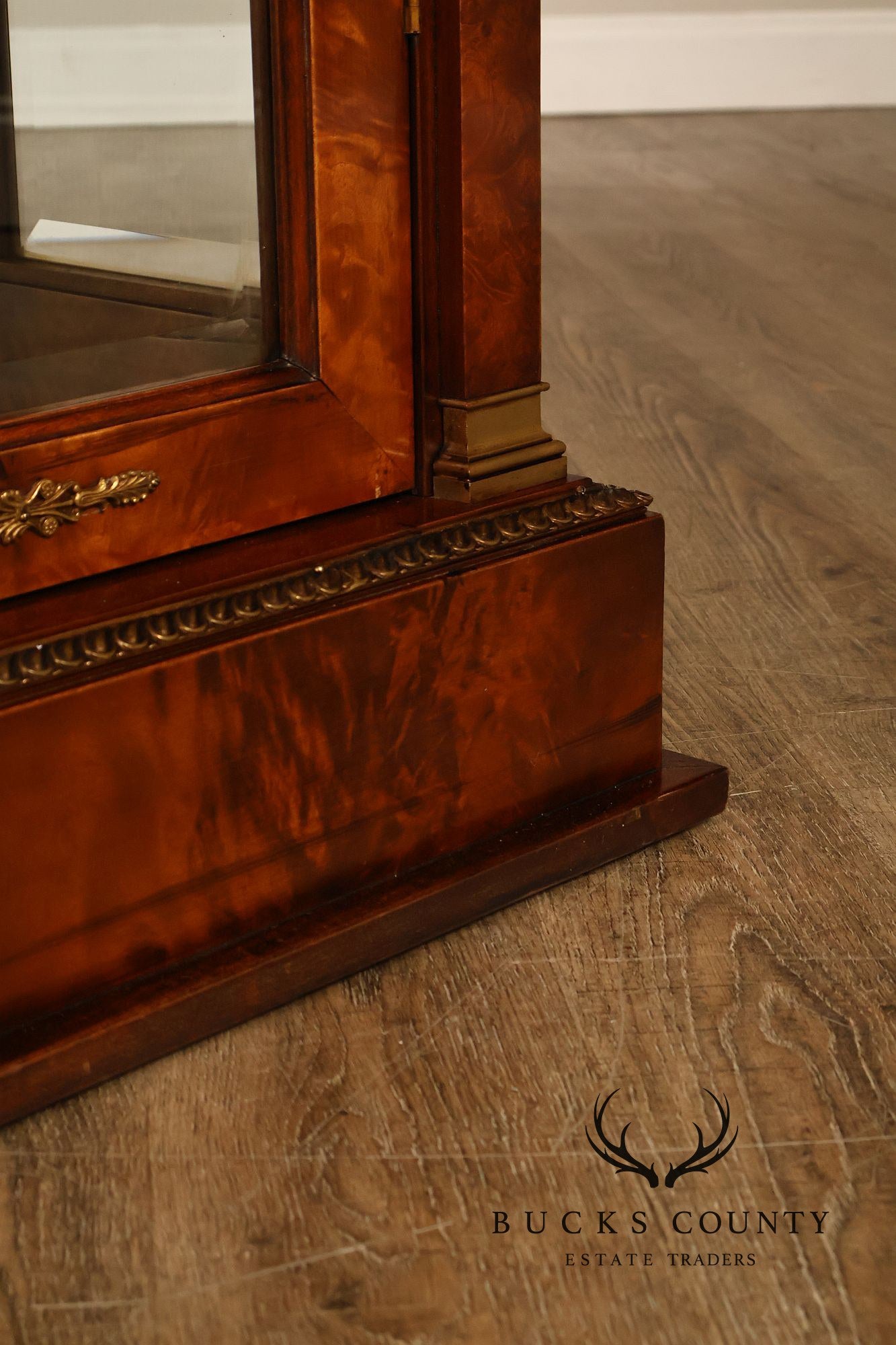 French Empire Style Burl Wood Vitrine Display Cabinet