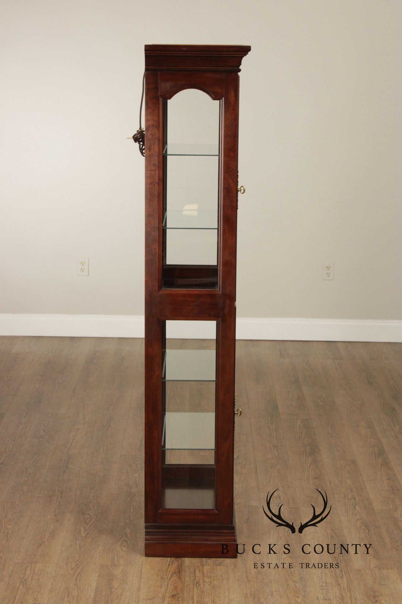 Jasper Traditional Cherry and Beveled Glass Display Cabinet