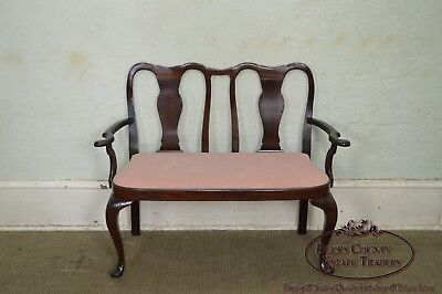 Custom Solid Mahogany Queen Anne Childs Settee