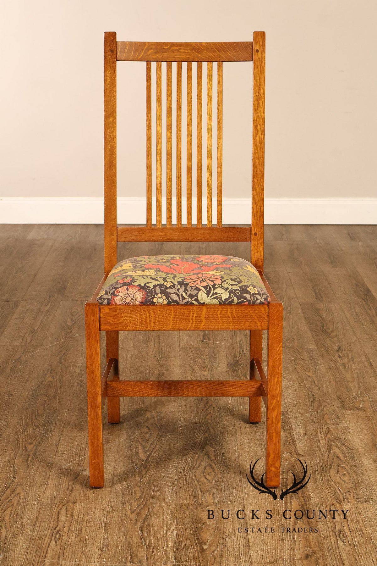 Stickley Mission Collection Set Of Six Oak Spindle Back Dining Chairs
