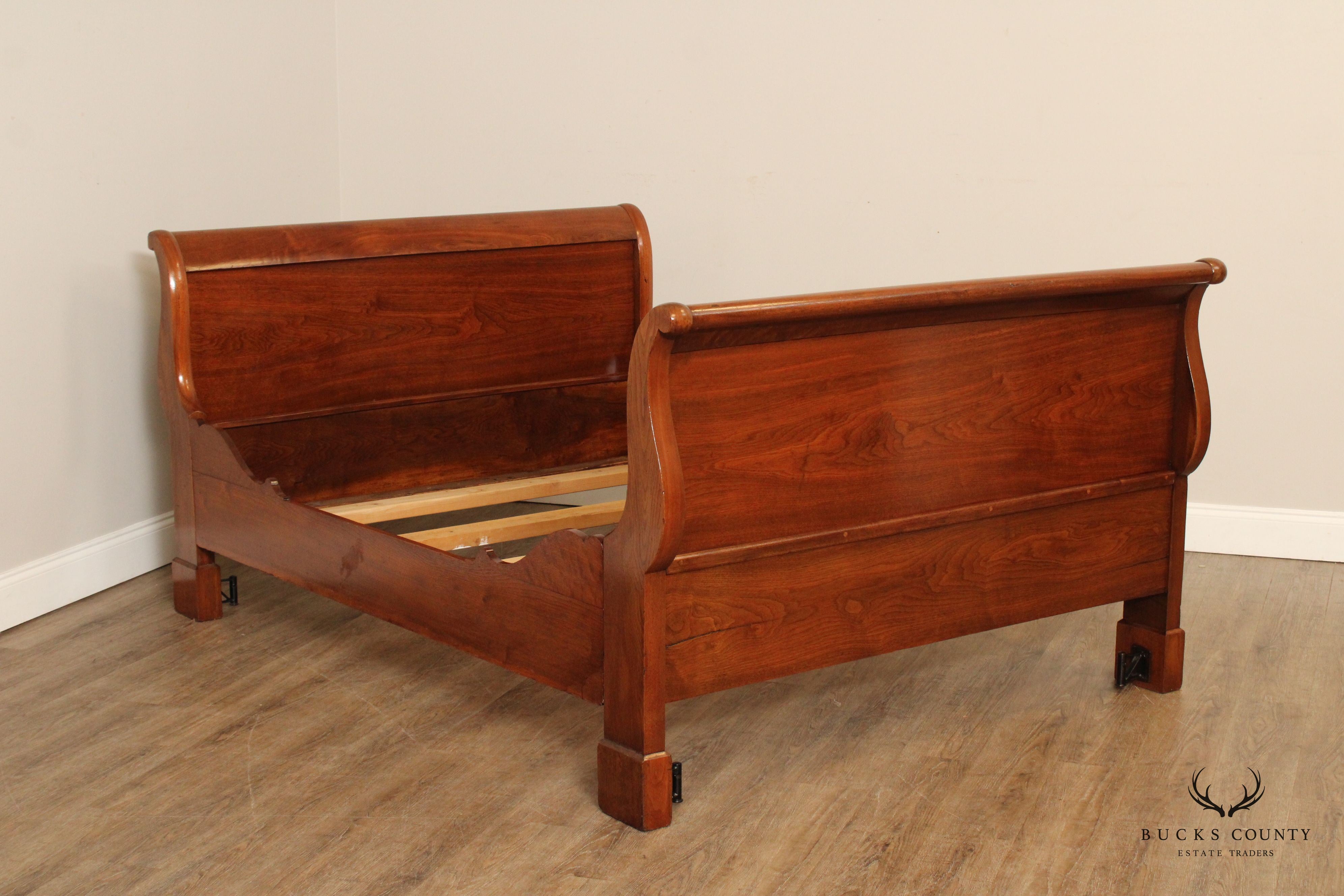 Antique Empire Full-Size Walnut Sleigh Bed