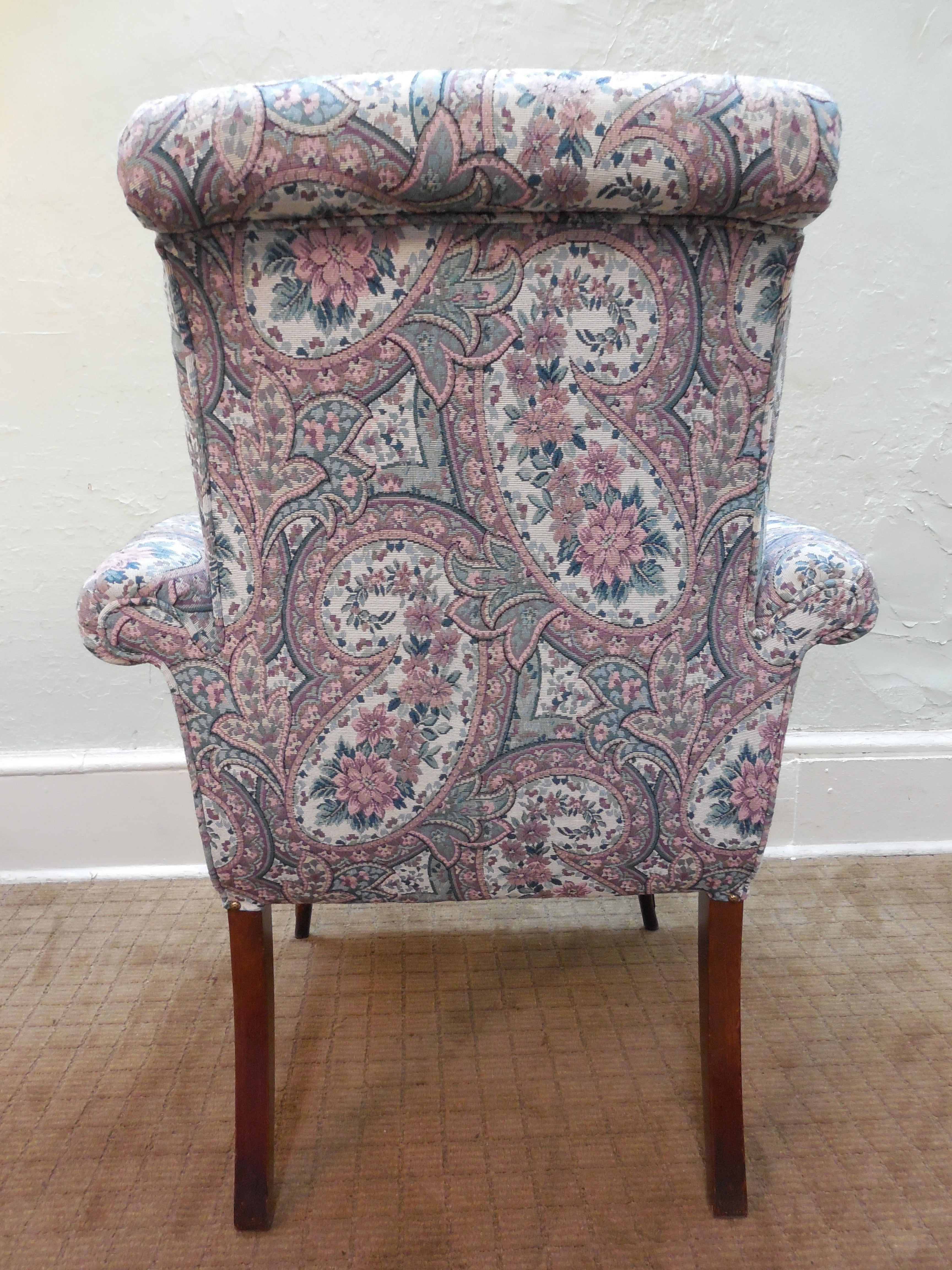 Antique 1920's Mahogany French Louis XV Style Pair Host Fire Side Arm Chairs