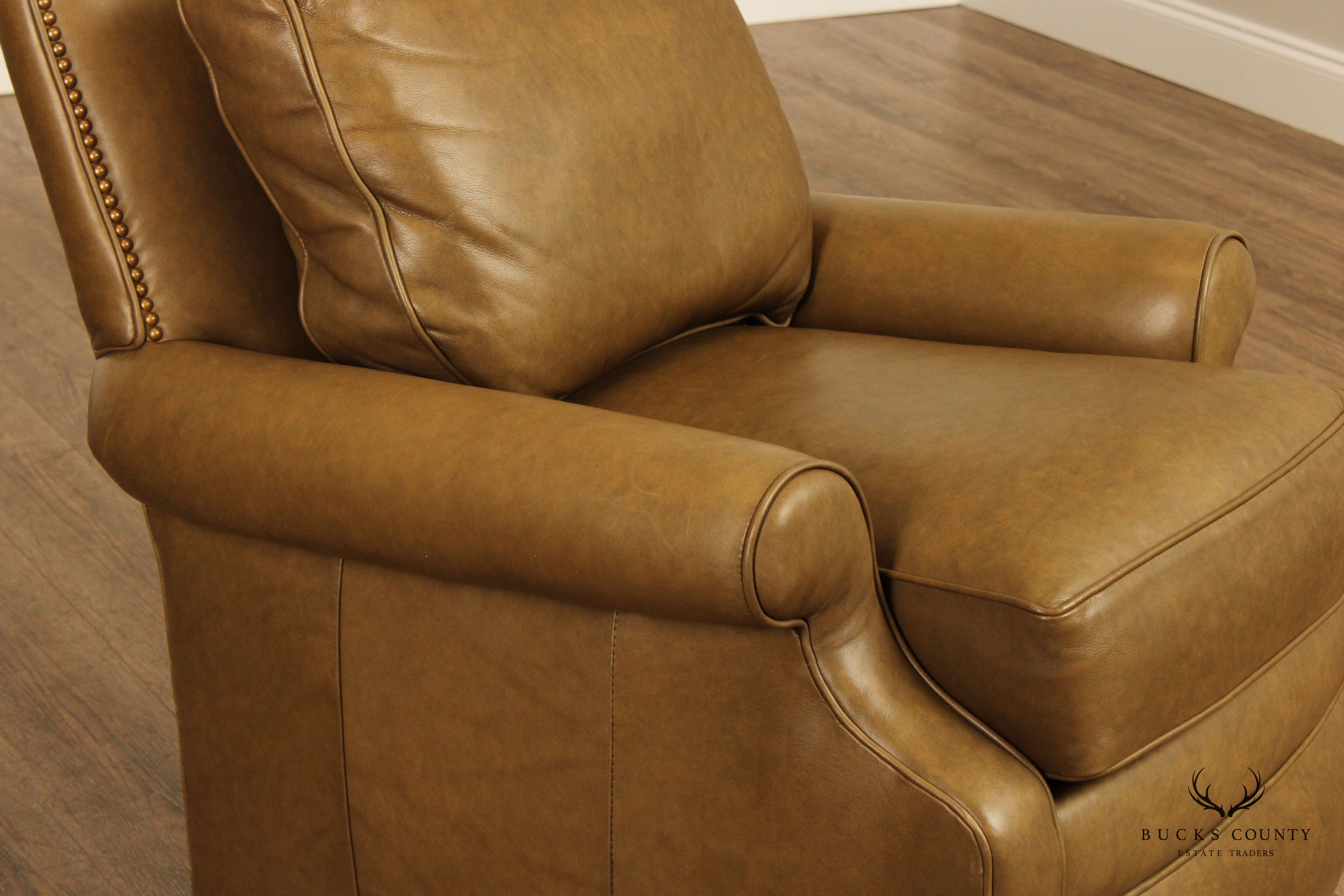 Hancock & Moore Leather Swivel Glider Lounge Chair