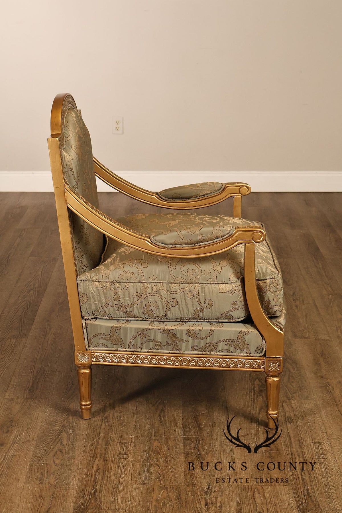 French Louis XVI Style Pair of Bergere Armchairs
