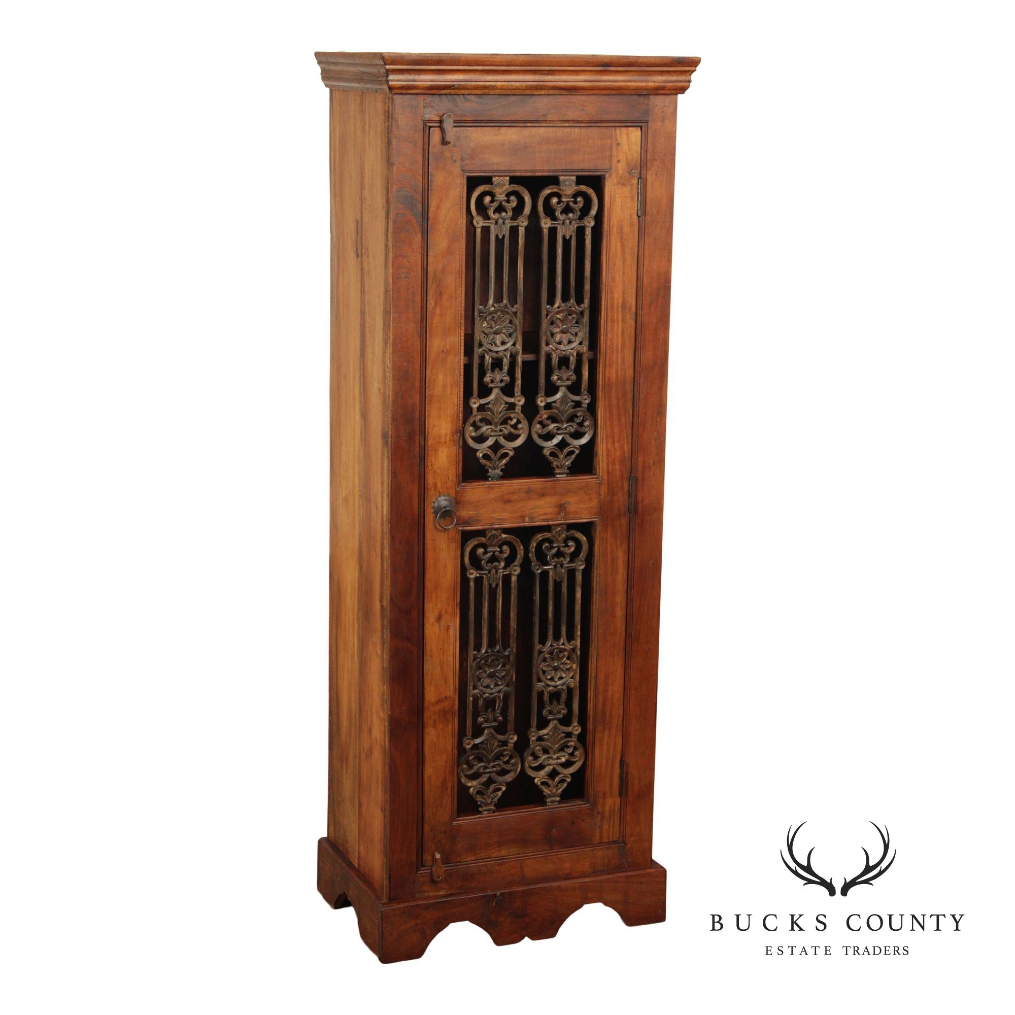 Rustic European Style Tall Narrow Single Door Cabinet