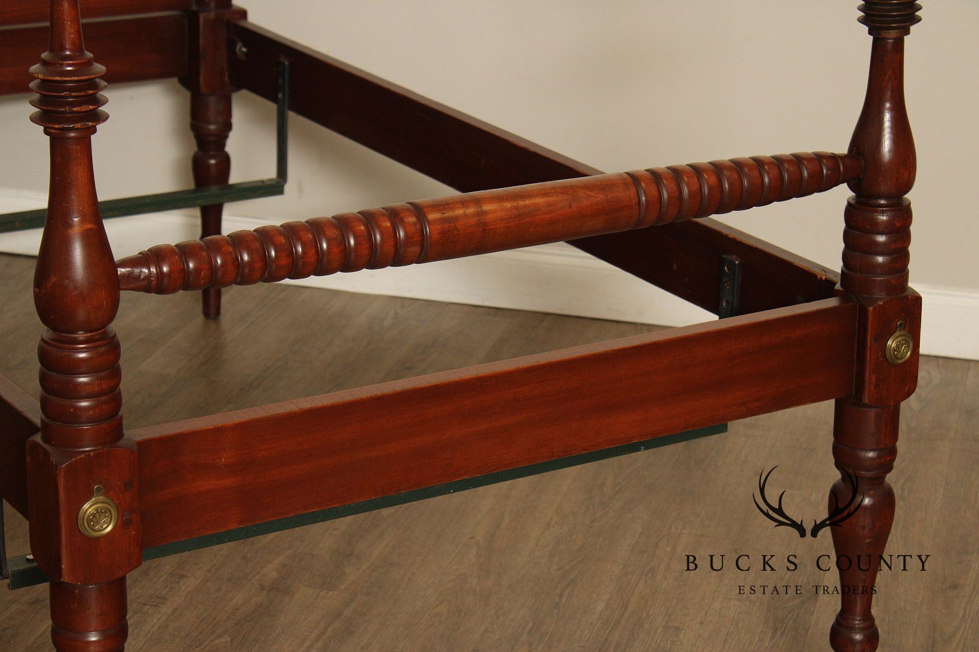 Antique Sheraton Style Pair Of Twin Poster Beds