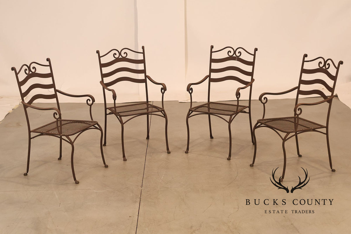 Tuscan Style Set of Four Wrought Iron Patio Chairs