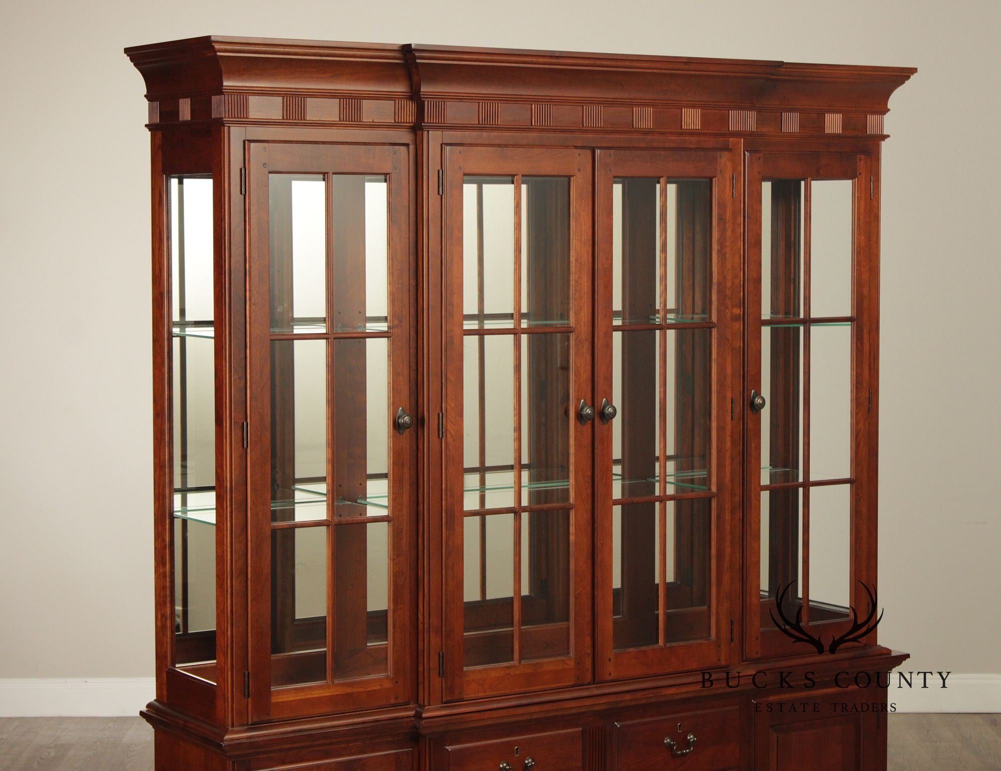 Pennsylvania House Cherry Colonial Style Lighted China Cabinet Hutch