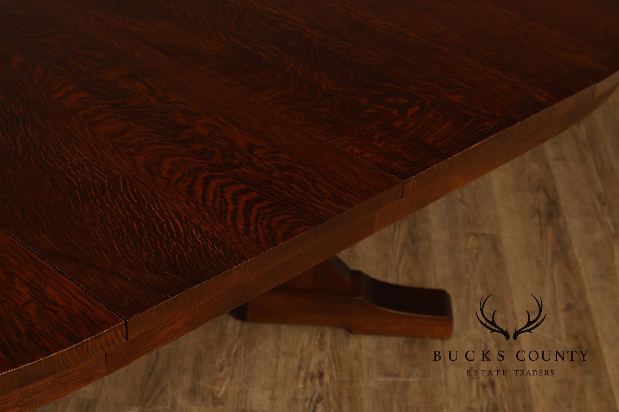 Stickley Mission Collection Round Oak Expandable Dining Table