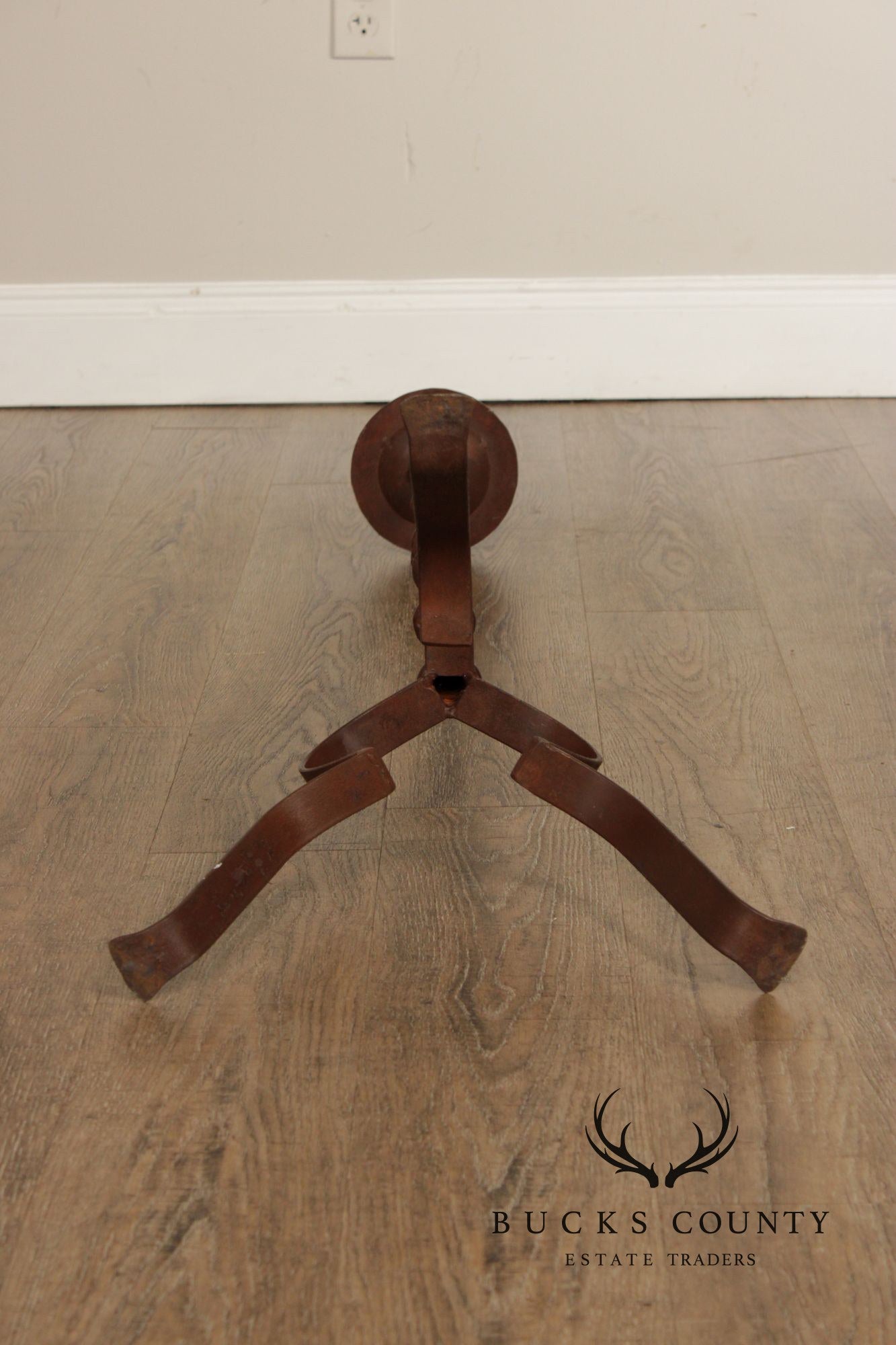 Vintage European Set of Three Tall Iron Candlesticks