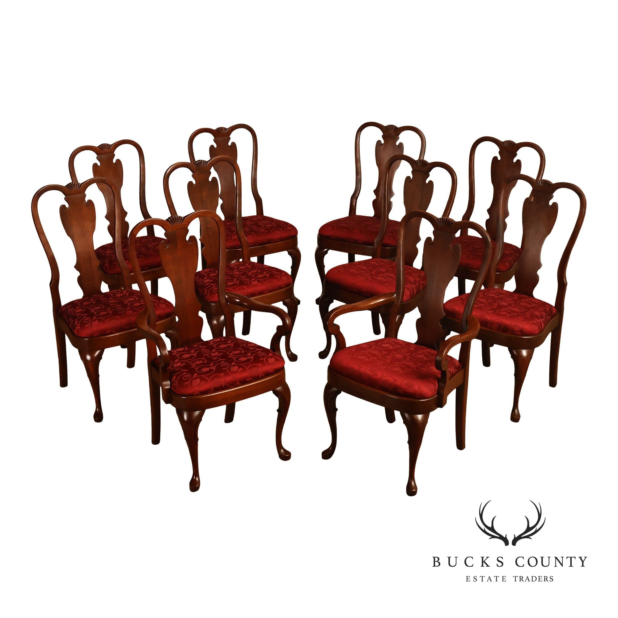 Pennsylvania House Set Of 10 Queen Anne Cherry Dining Chairs