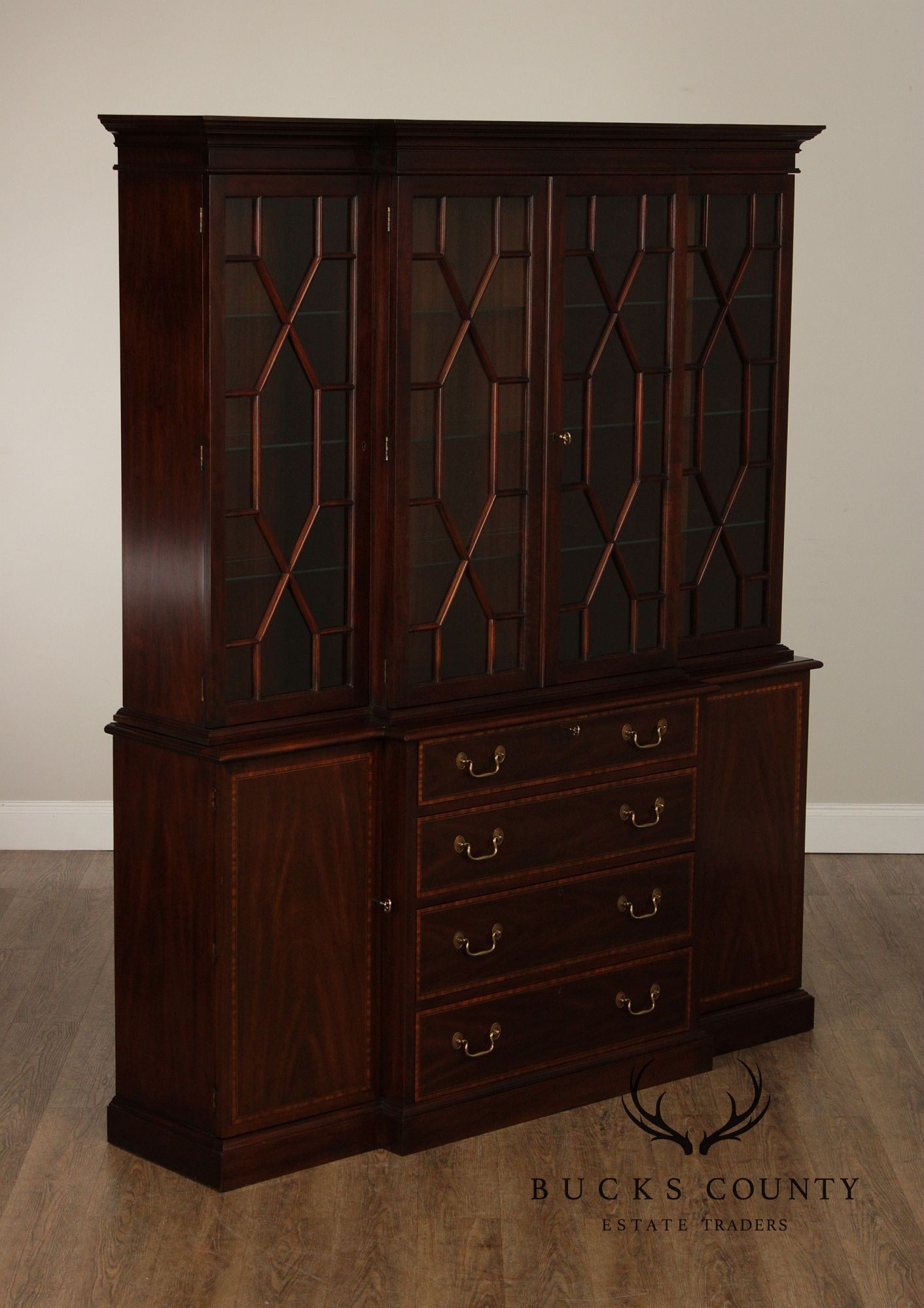 Henkel Harris Chippendale Style Mahogany Breakfront