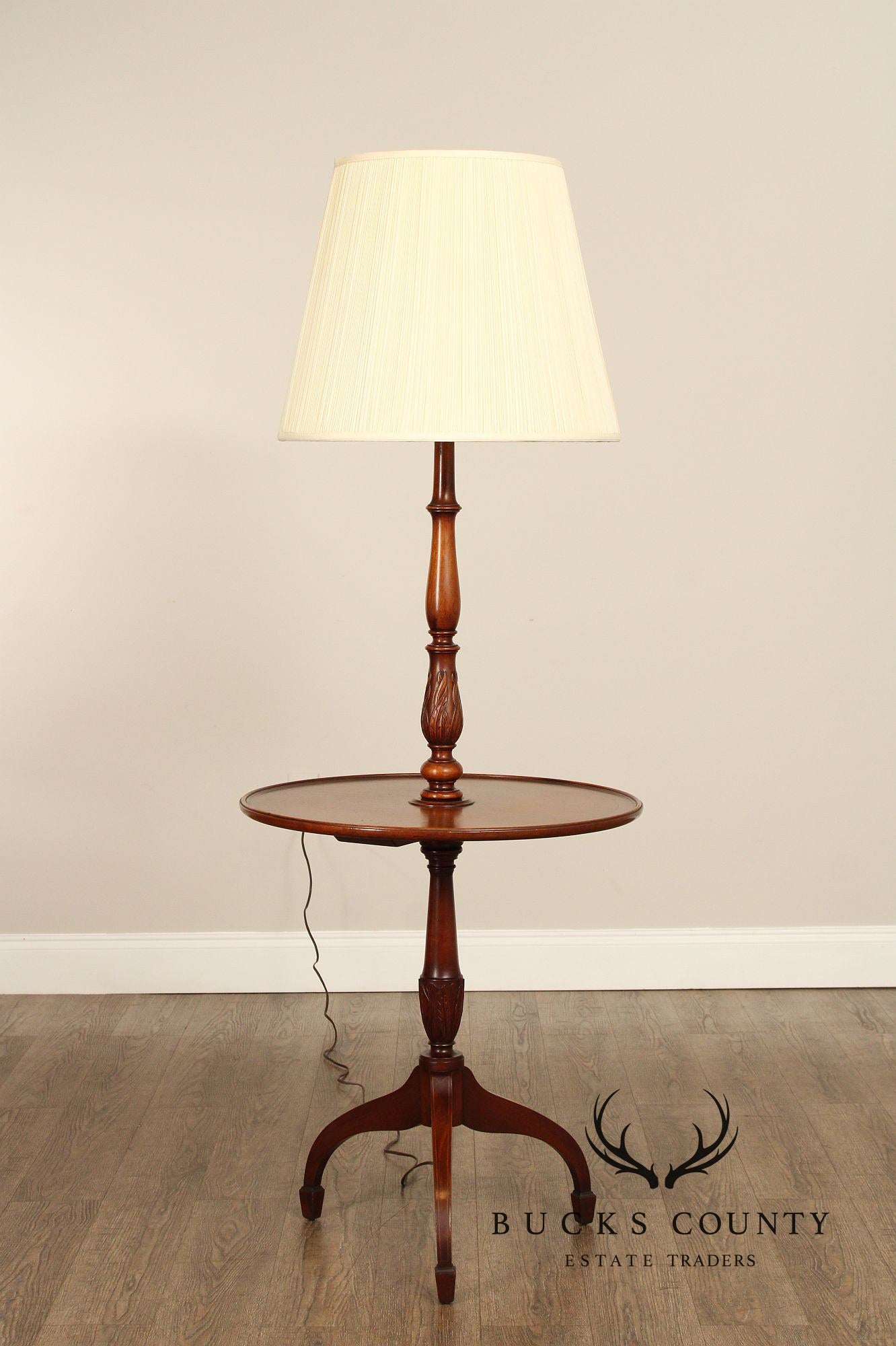 Federal Style Mahogany Floor Lamp Side Table