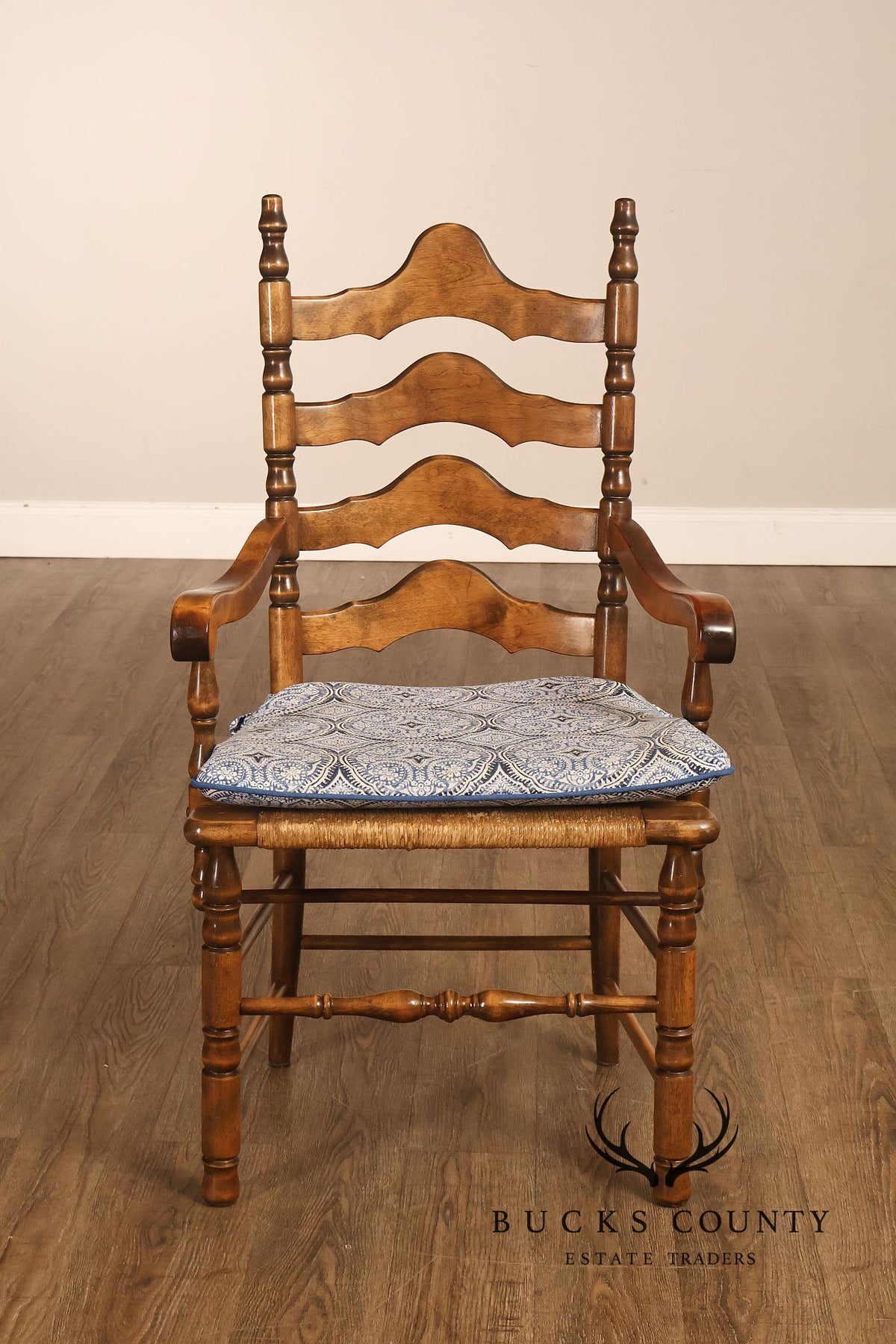 Hickory Chair Co. Set Of Six Country Ladder Back Rush Seat Dining Chairs