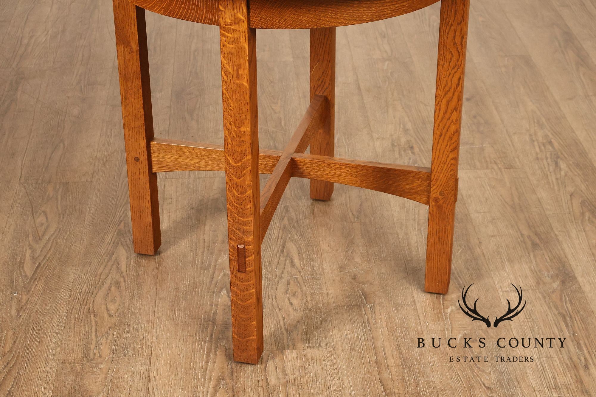Stickley Mission Collection Round Oak Side Table