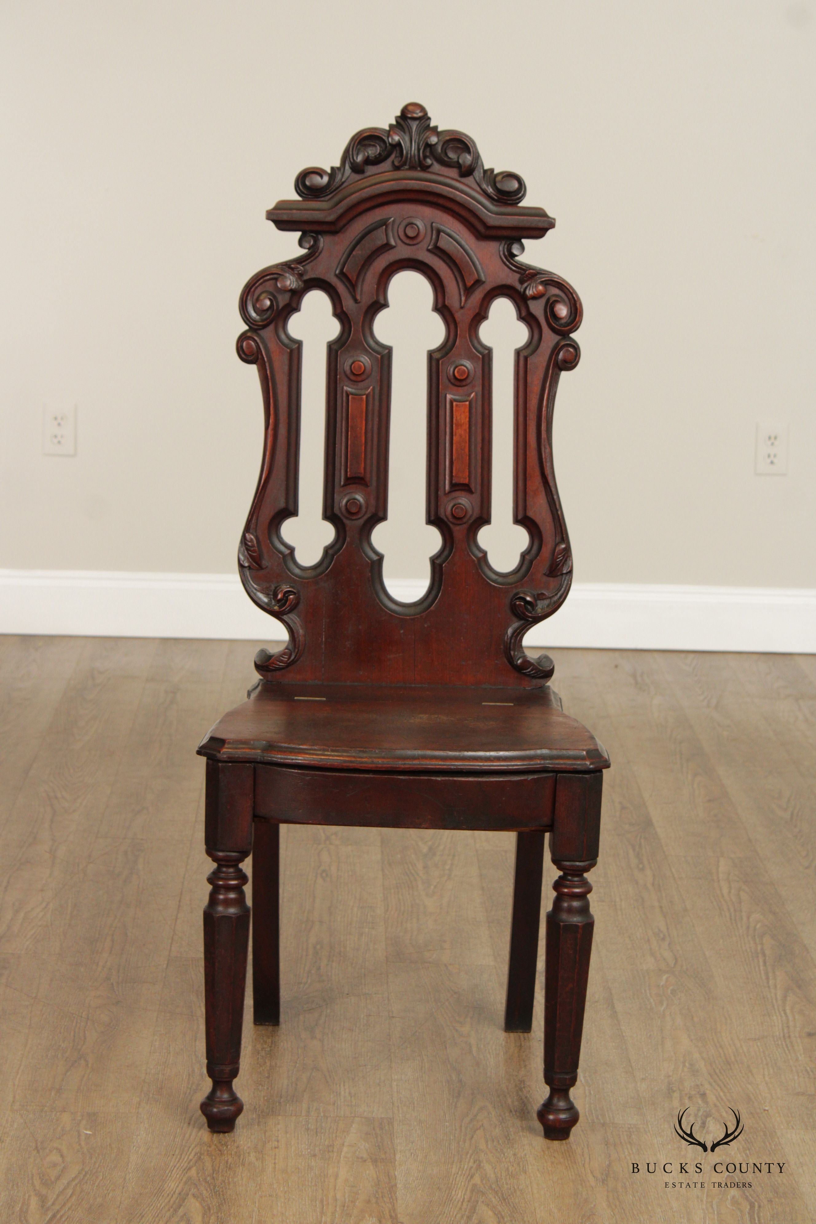 Victorian Walnut Carved Hall Music Chair with Storage Seat