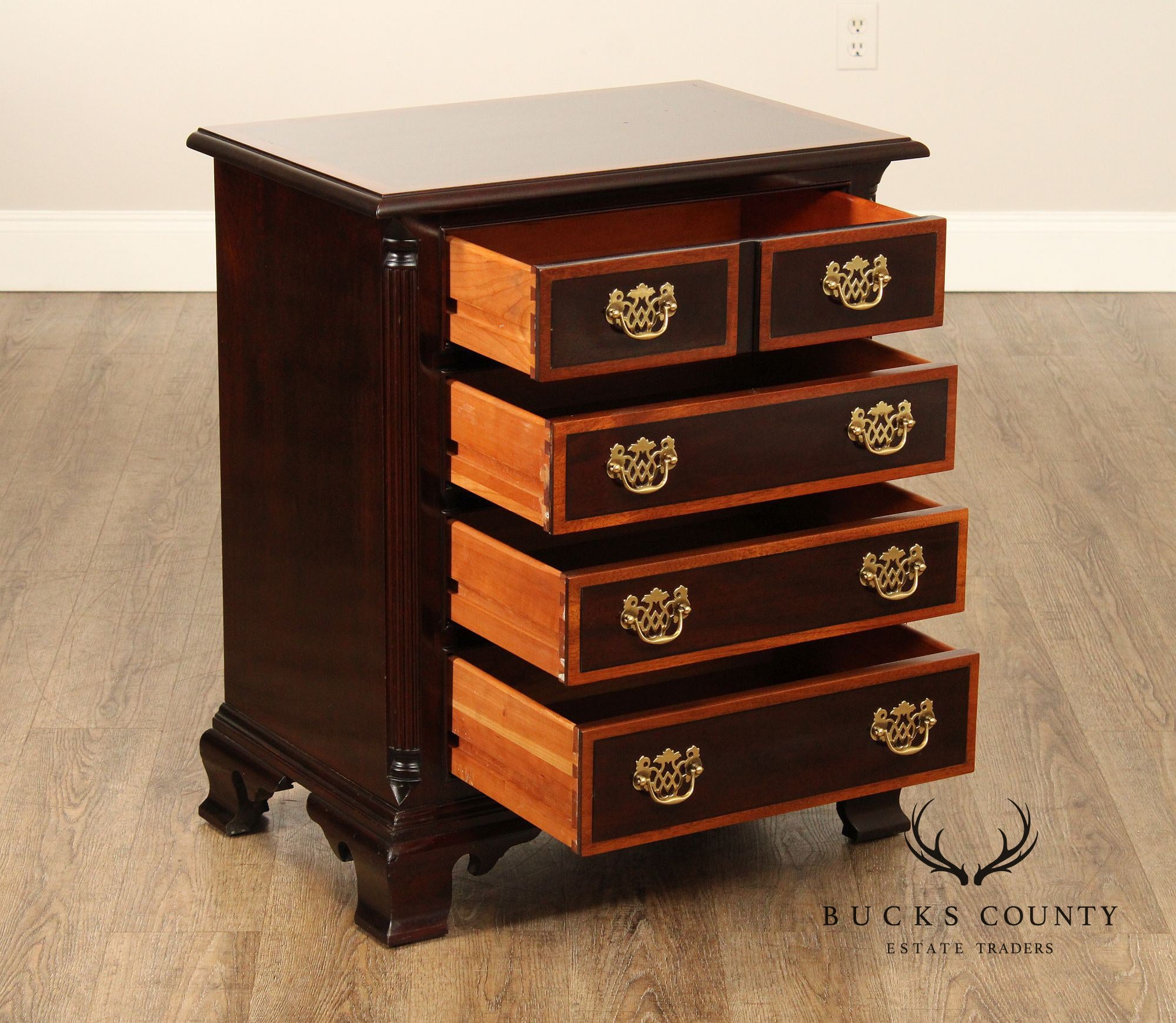 Stickley Georgian Style Inlaid Mahogany Nightstand