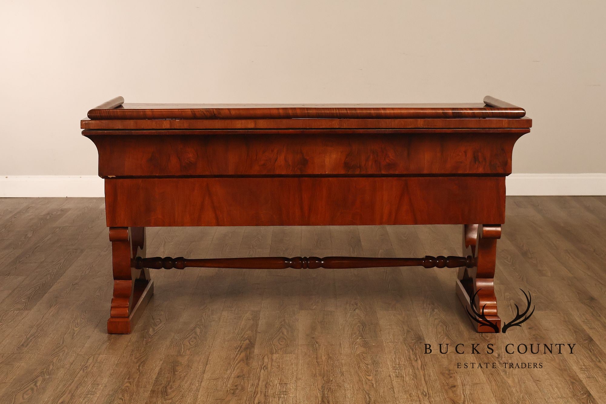 Antique 19th Century Biedermeier Walnut Five Drawer Writing Desk